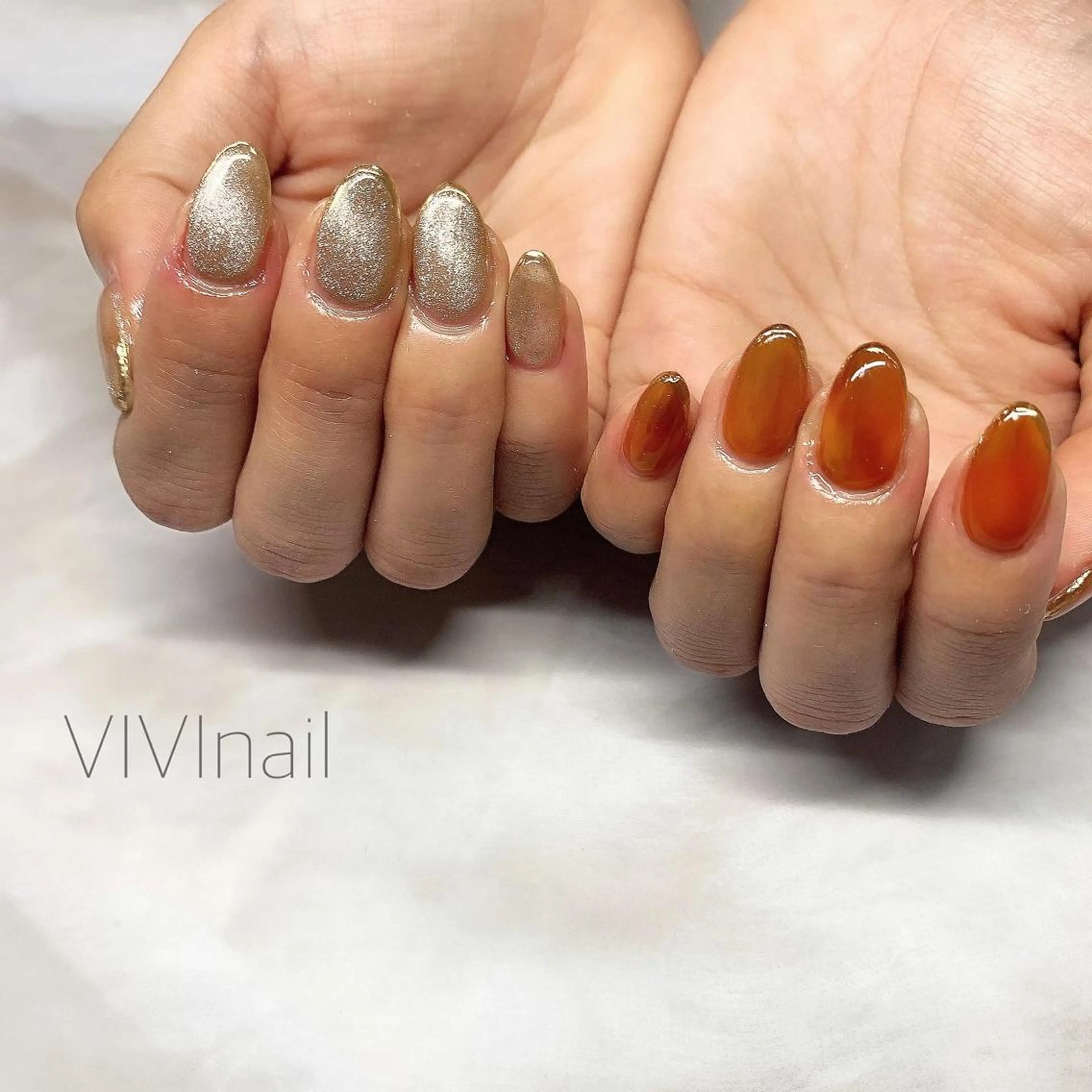 ネイル フレンチネイル マグネットネイル ミラーネイル ニュアンスネイル ハンドネイル vivi nailのネイルデザイン