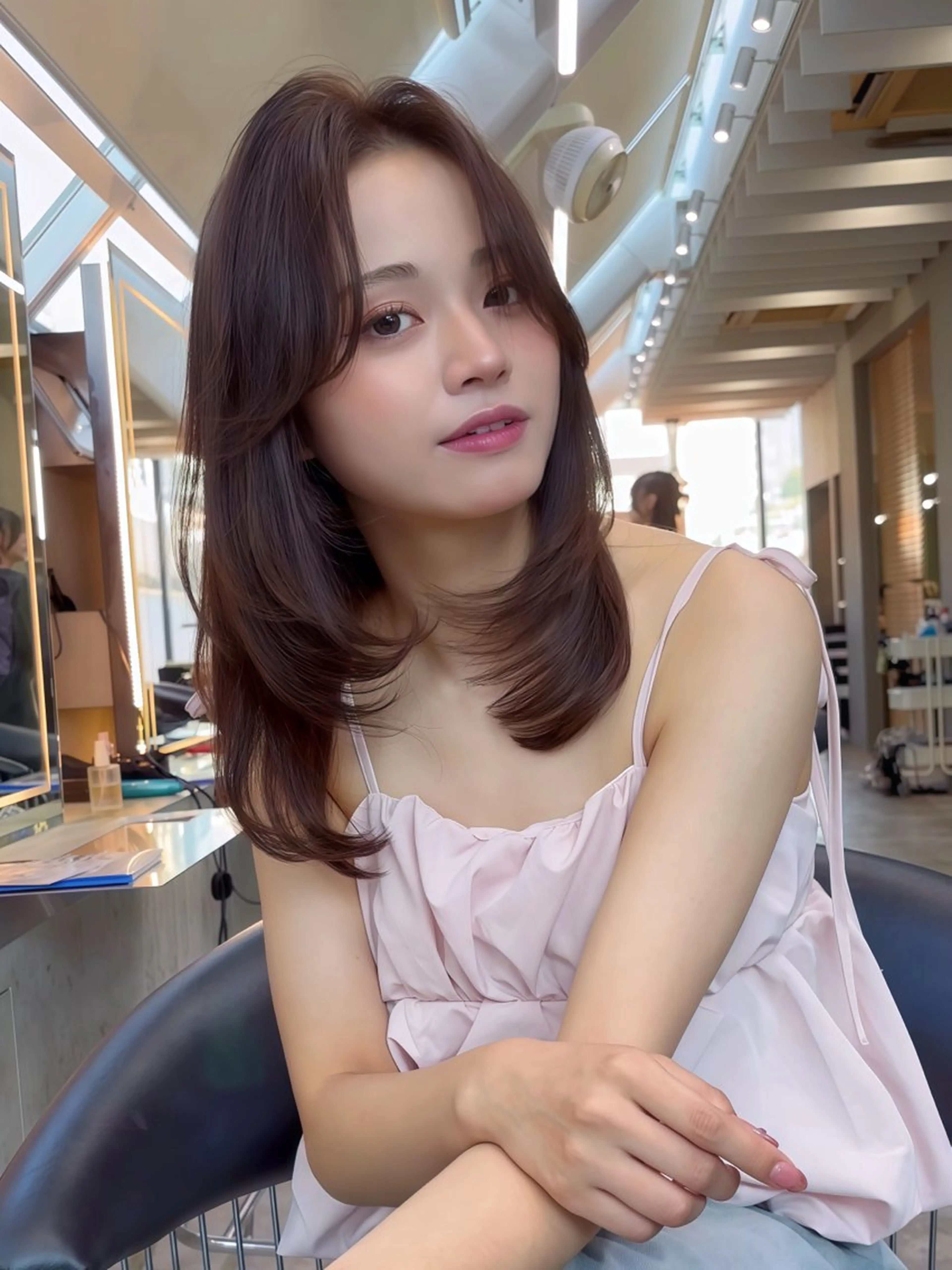 ミディアム カラー 髪質改善 レイヤーカット 縮毛矯正 【美髪矯正】 吉村　清志のヘアスタイル