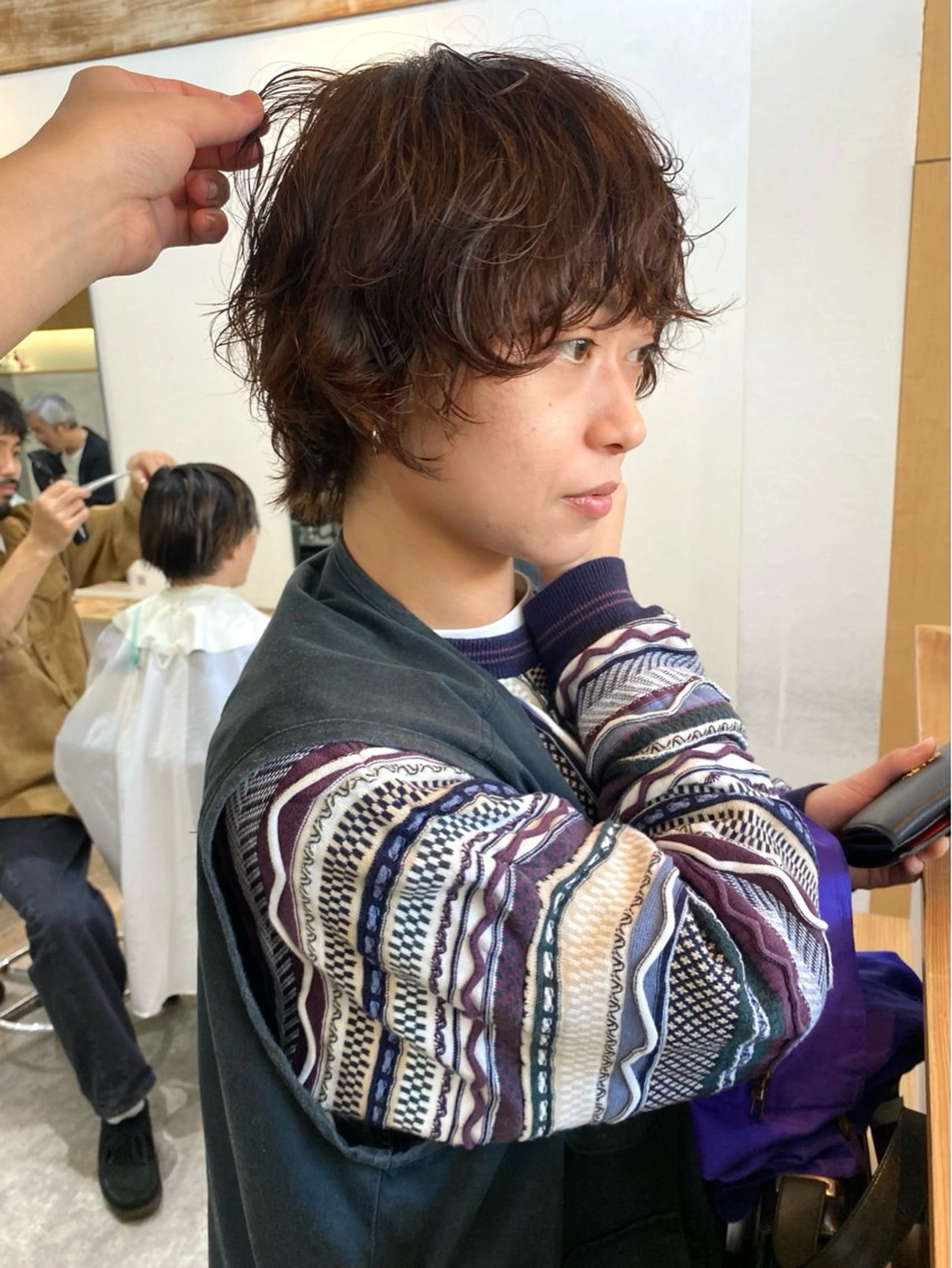 ショート パーマ ショートヘア ニュアンスパーマ カット パーマ トリートメント 森貴裕/ベージュ/ パーマ/オリーブのヘアスタイル