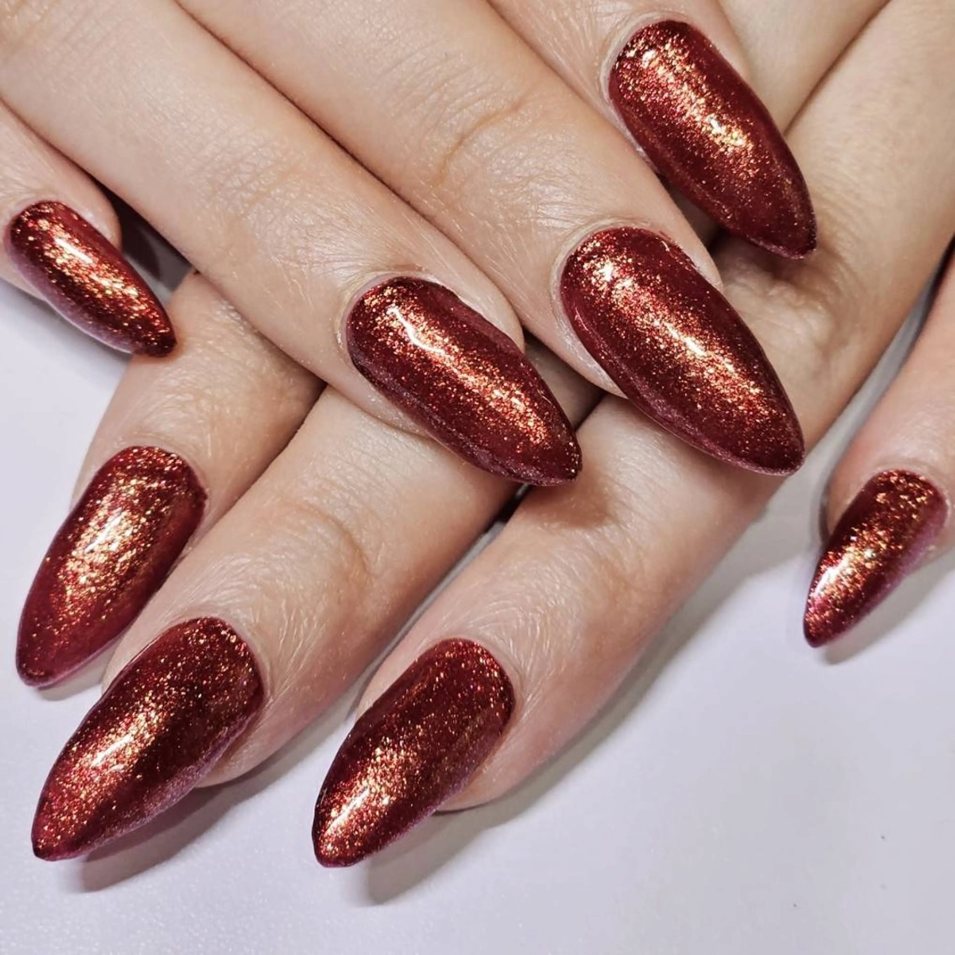 ネイル ボルドー キラキラネイル ラメ(グリッター) ワンカラーネイル ハンドネイル よしだ ひろきのネイルデザイン