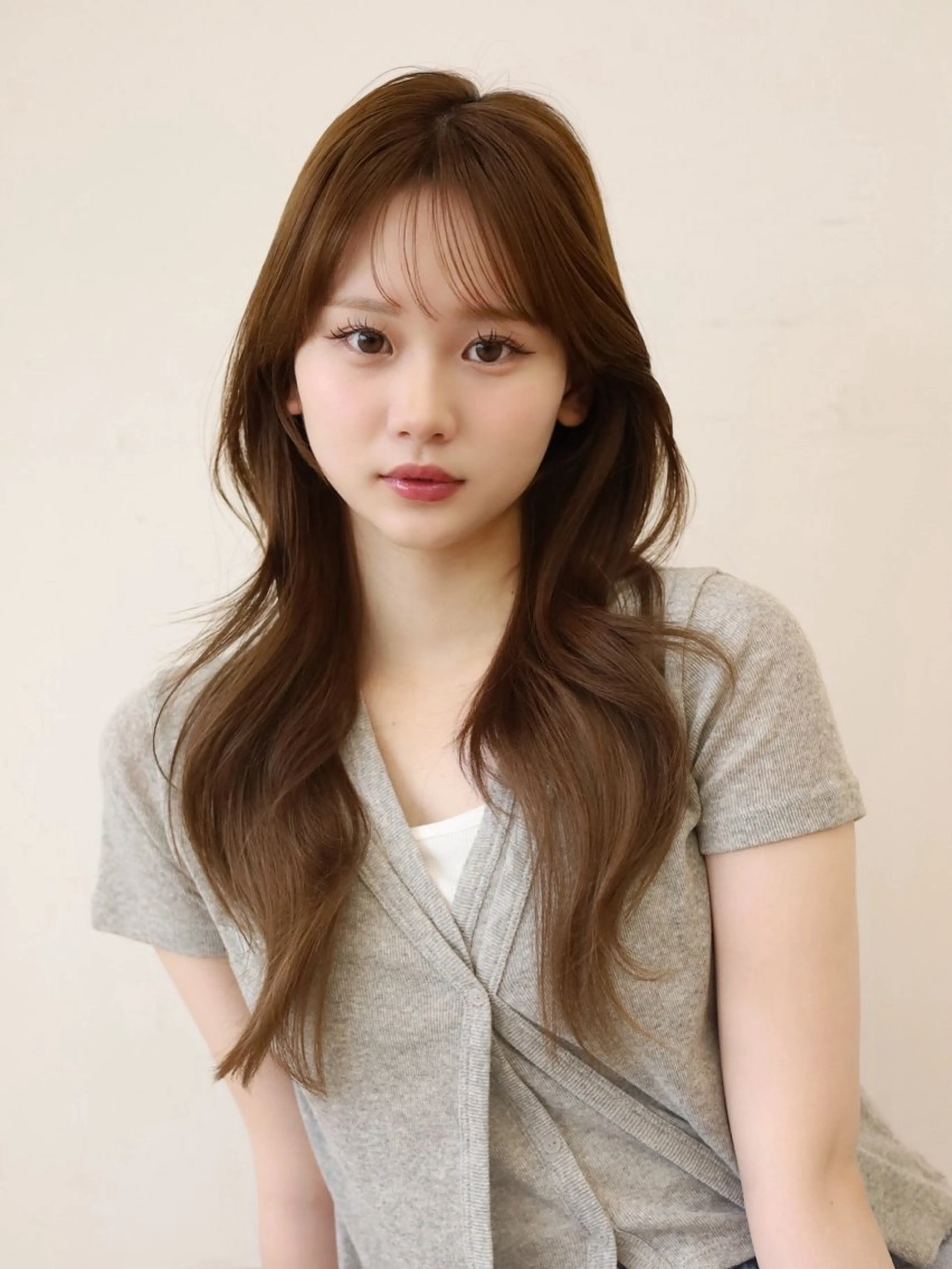 ロング レイヤーカット シースルーバング 菊池 梨麻のヘアスタイル