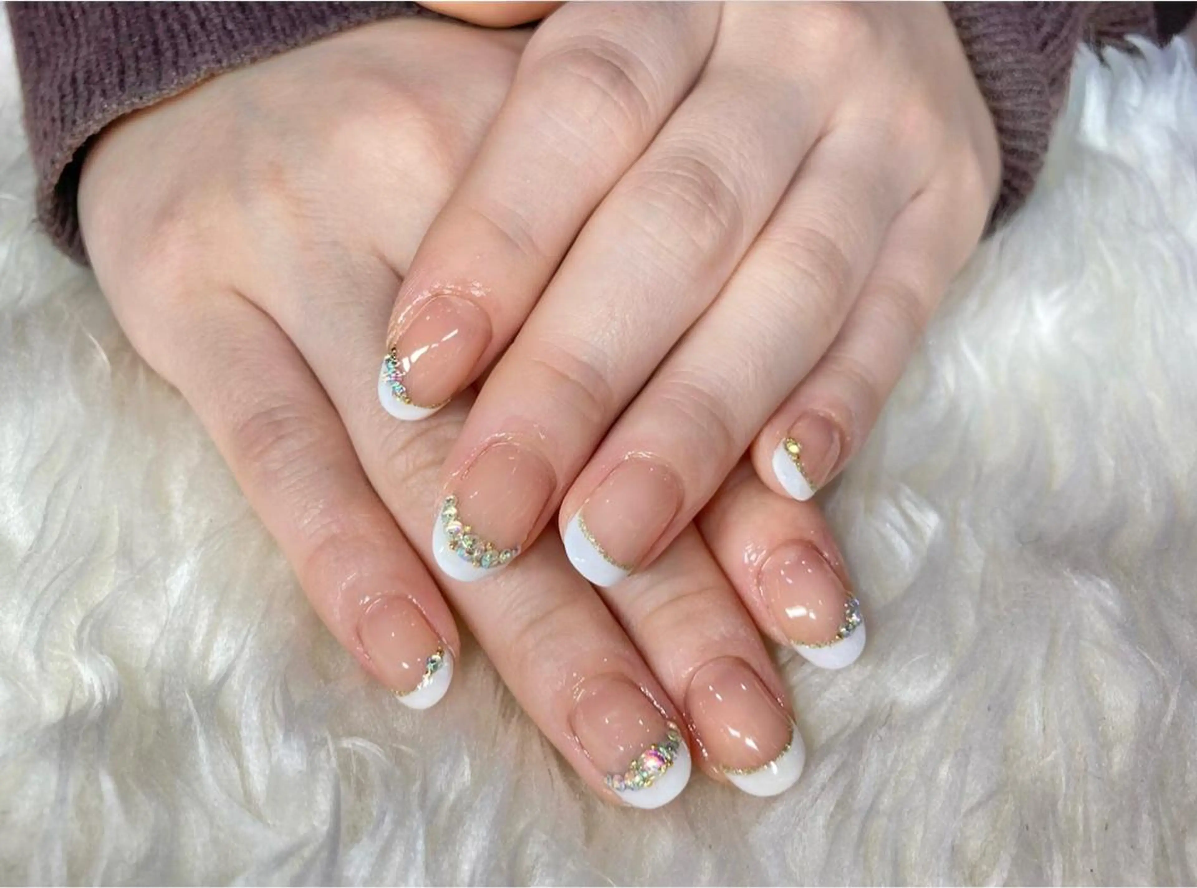 ネイル フレンチネイル ジェルネイル パラジェル ブライダルネイル 冬ネイル Nail&eye Belire 新宿のネイルデザイン