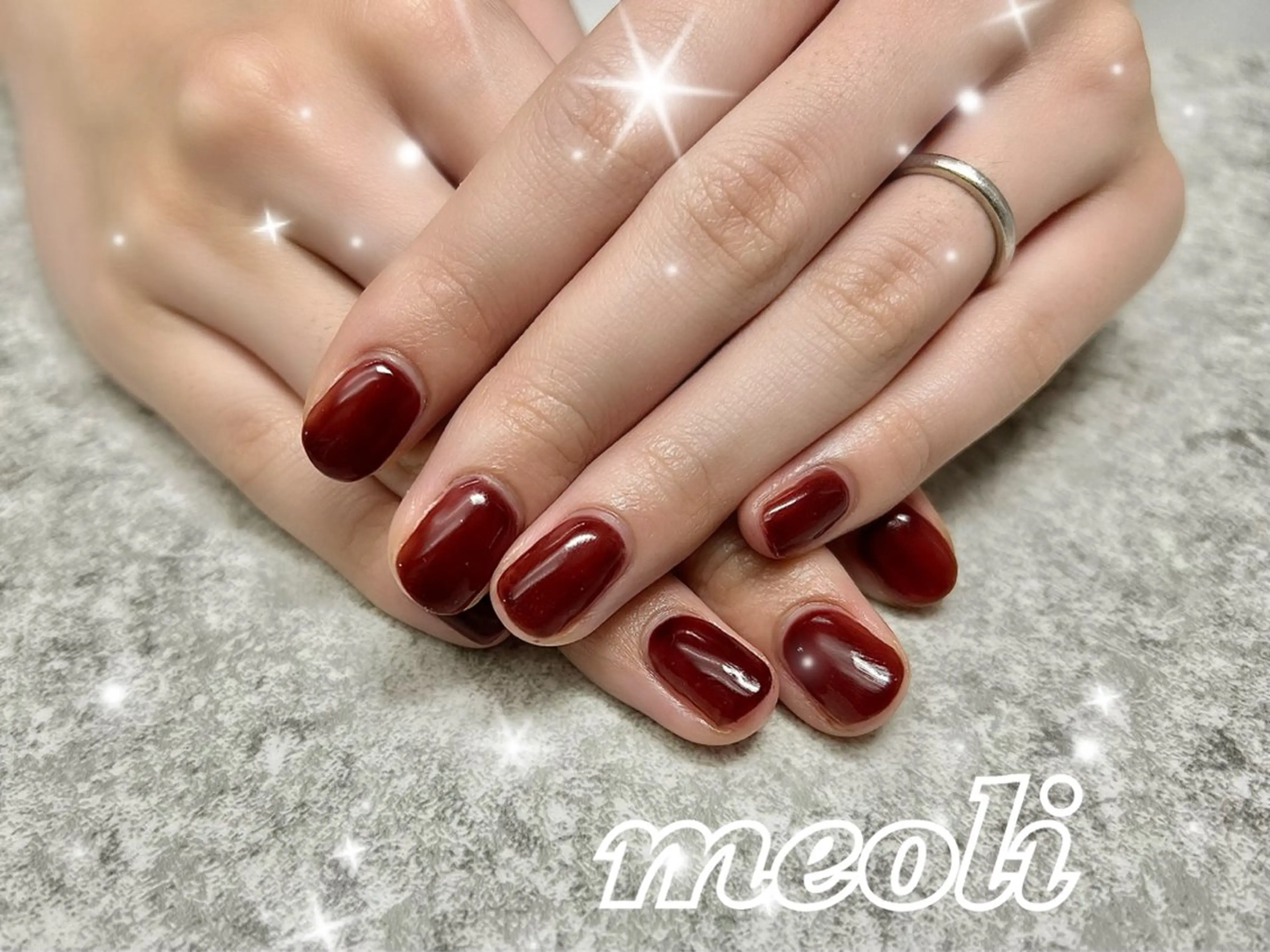 ネイル ボルドー ハンドネイル nail salon meoli　アヤのネイルデザイン