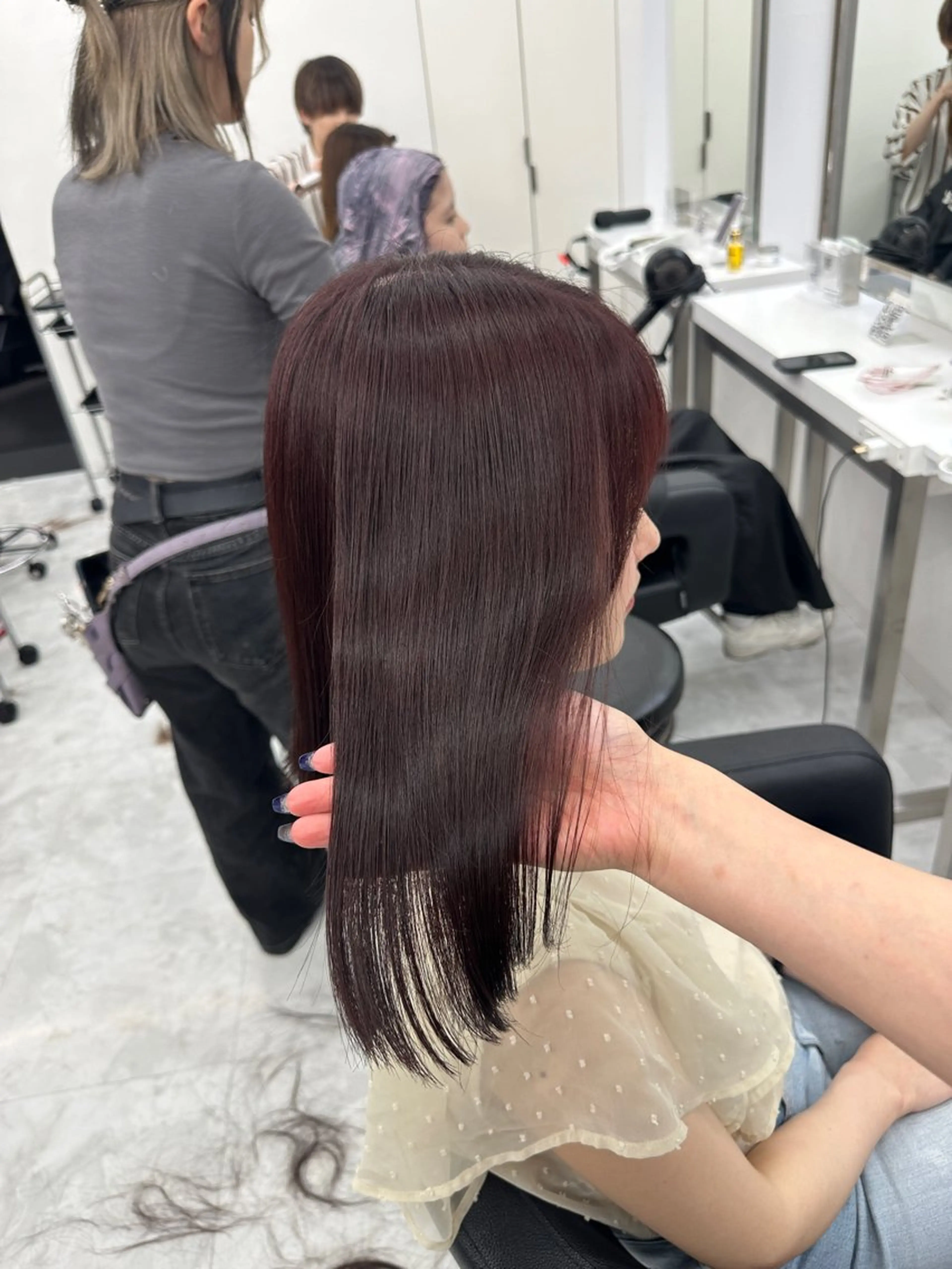 ロング カラー パーマ ヘアアレンジ メンズ キッズ ♥️韓国ヘア レイヤー♥️ゆりのヘアスタイル