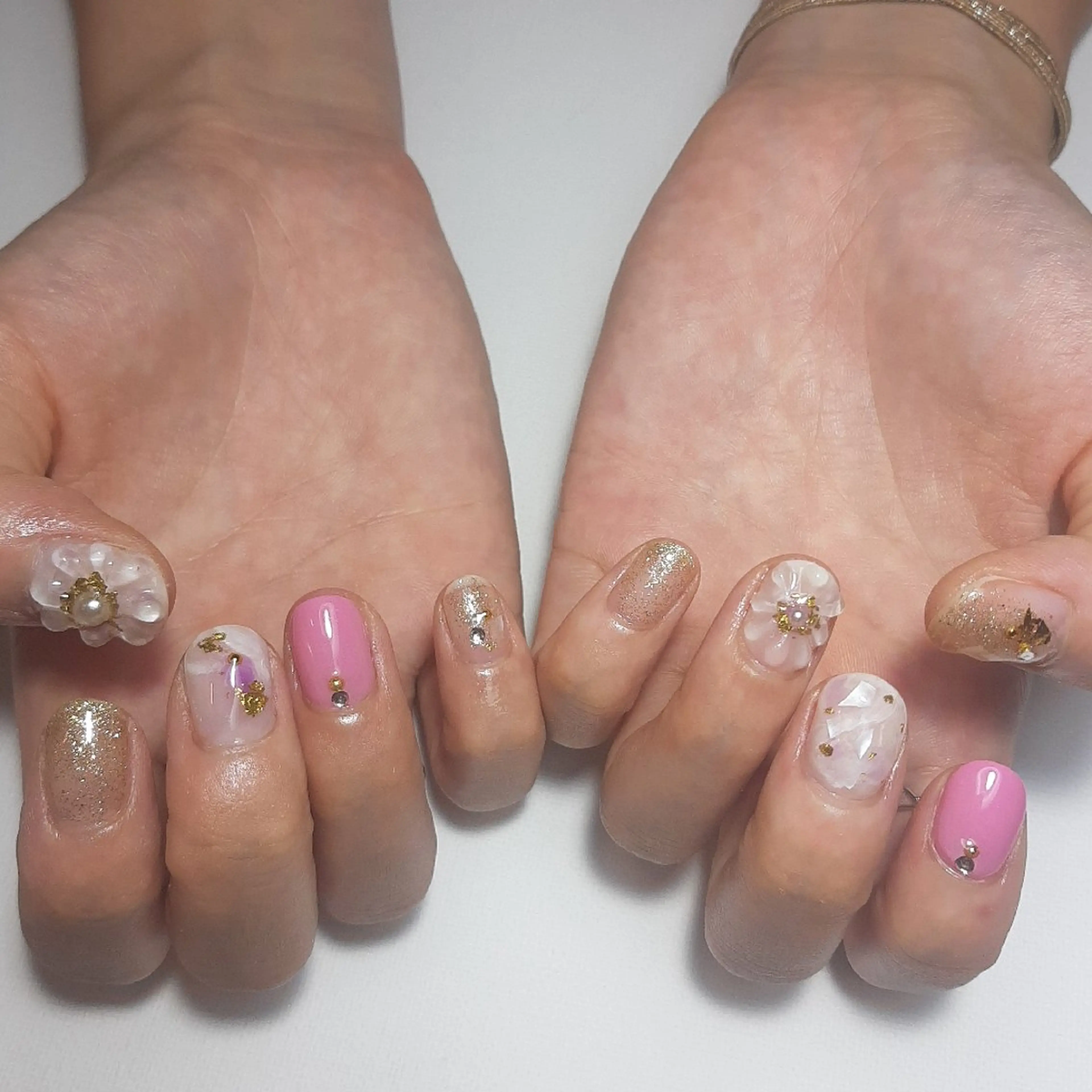 ネイル フラワーネイル ジェルネイル 持ち込み ショートネイル owlnail /持込みデザイン専門のネイルデザイン