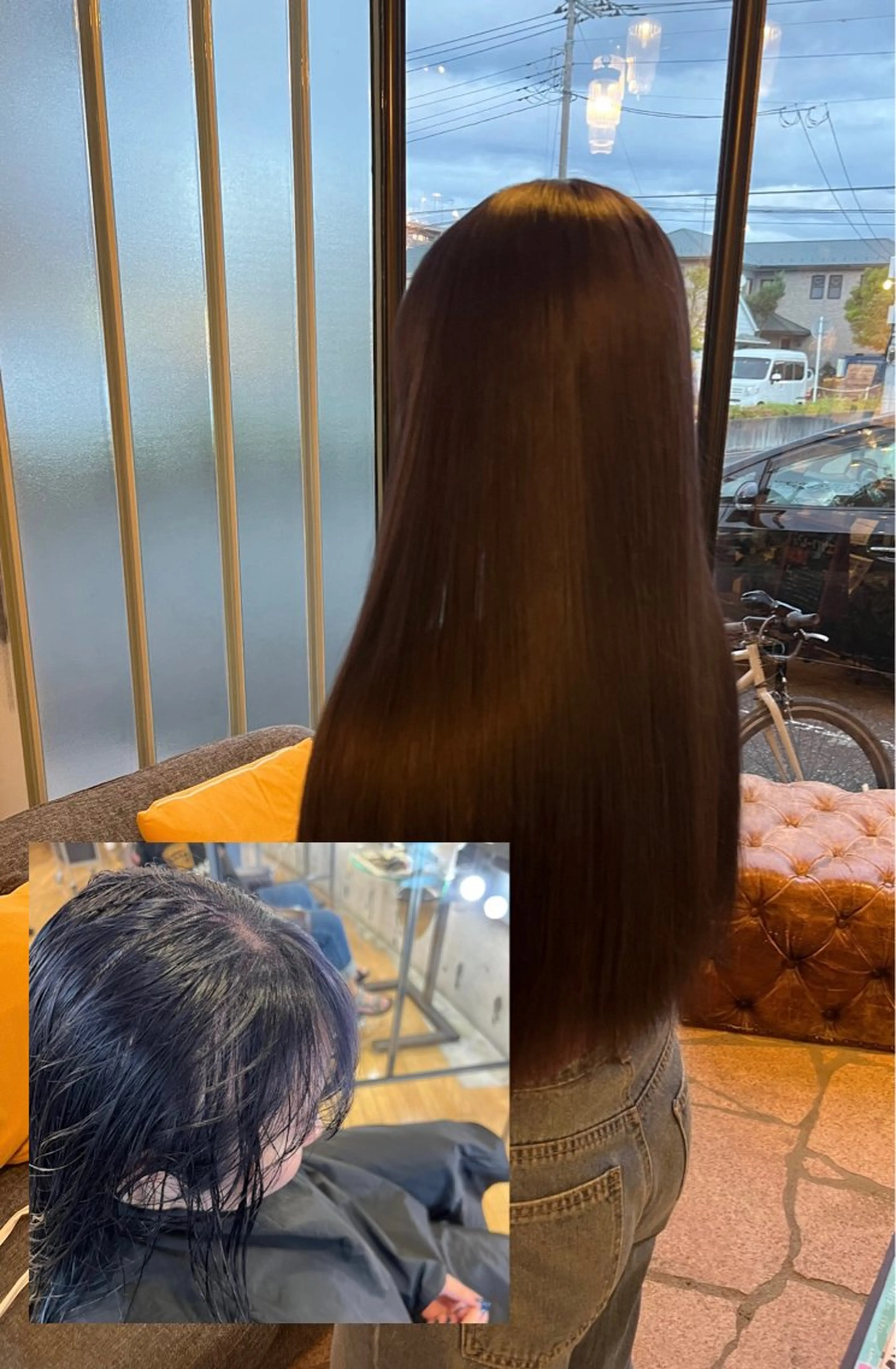 ロング カラー 黒髪 ブルーカラー ブルーブラック パープルカラー 只野 真衣のヘアスタイル