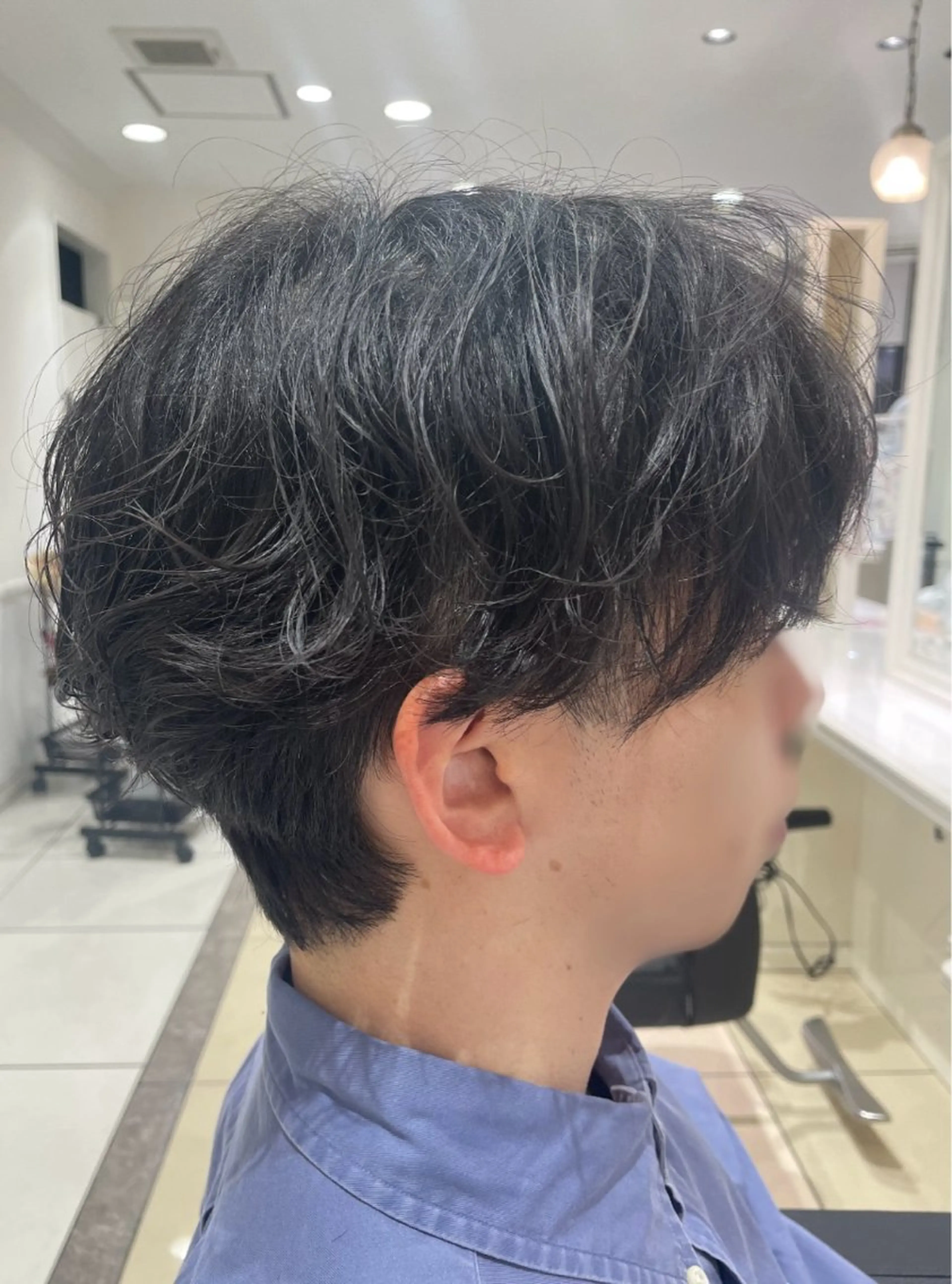 パーマ メンズ マッシュ メンズパーマ カット パーマ センターパート 川島爽楽のヘアスタイル