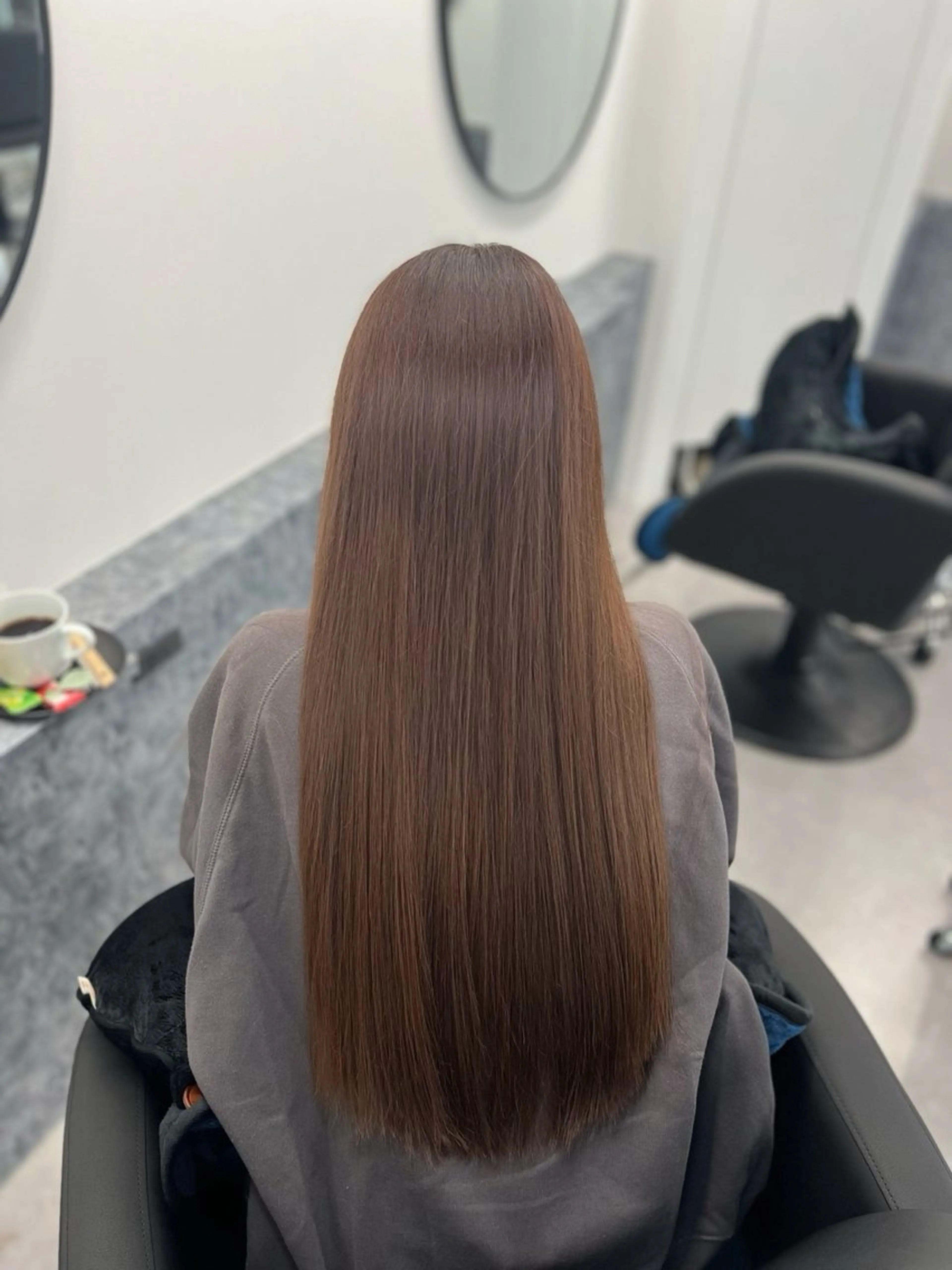 ロング カラー eco/堀江/ 艶カラー/縮毛矯正のヘアスタイル