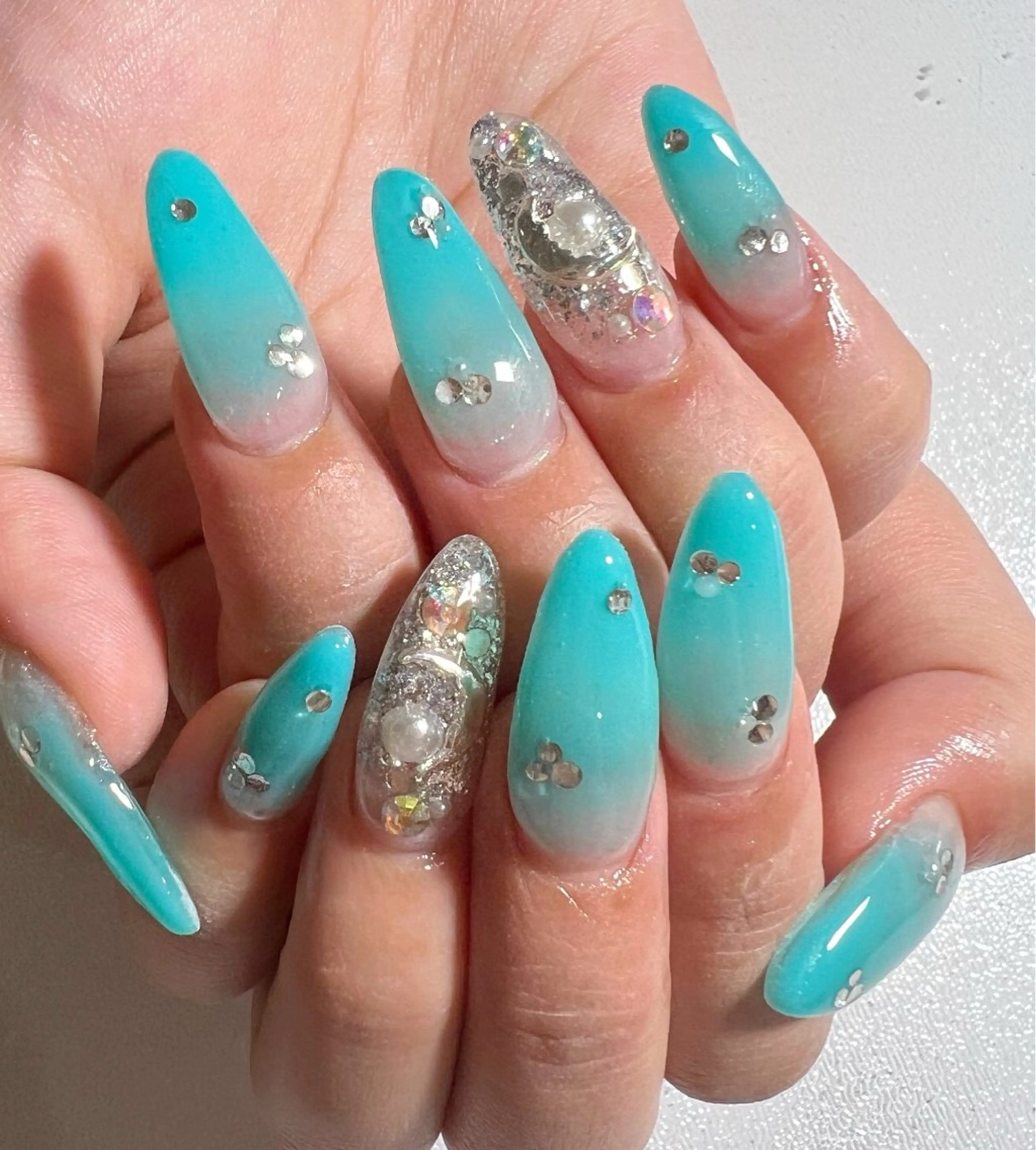 ネイル ブルー ハンドネイル private salon mieのネイルデザイン