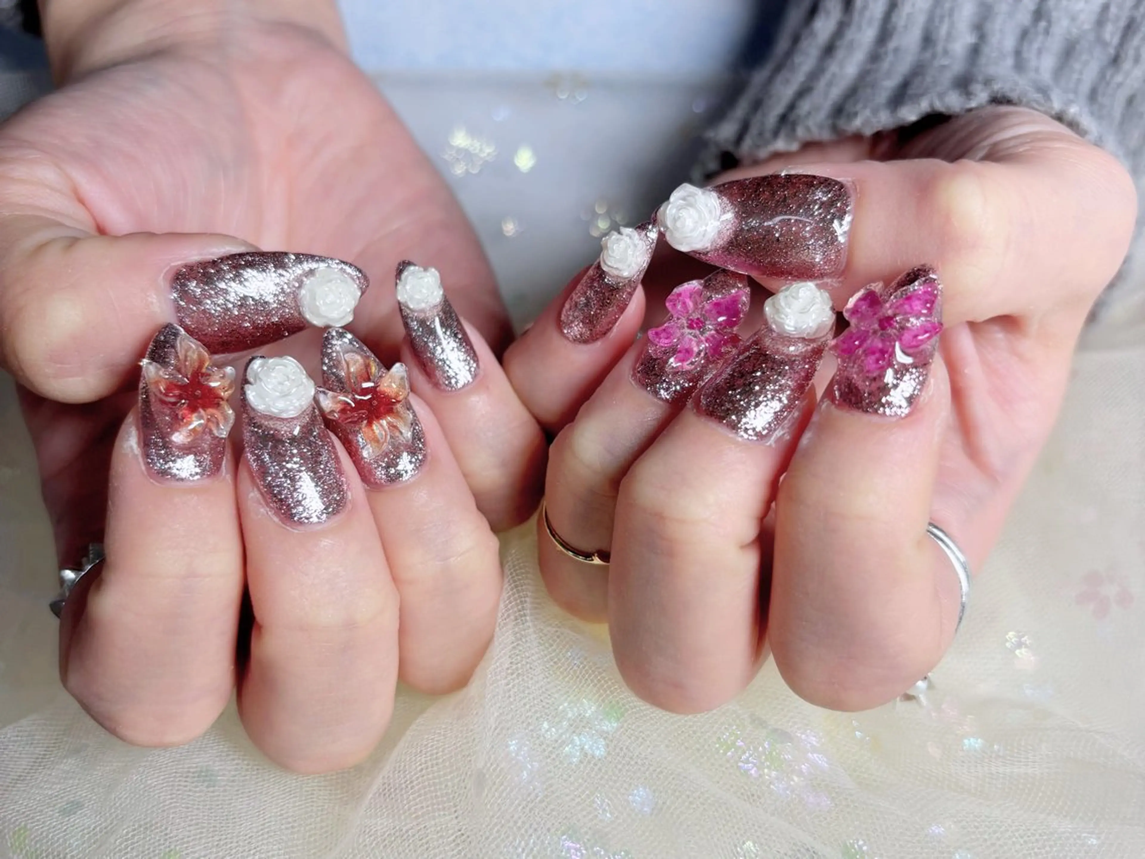 ネイル ハンドネイル H3 Nail Tsuki🦋💙のネイルデザイン