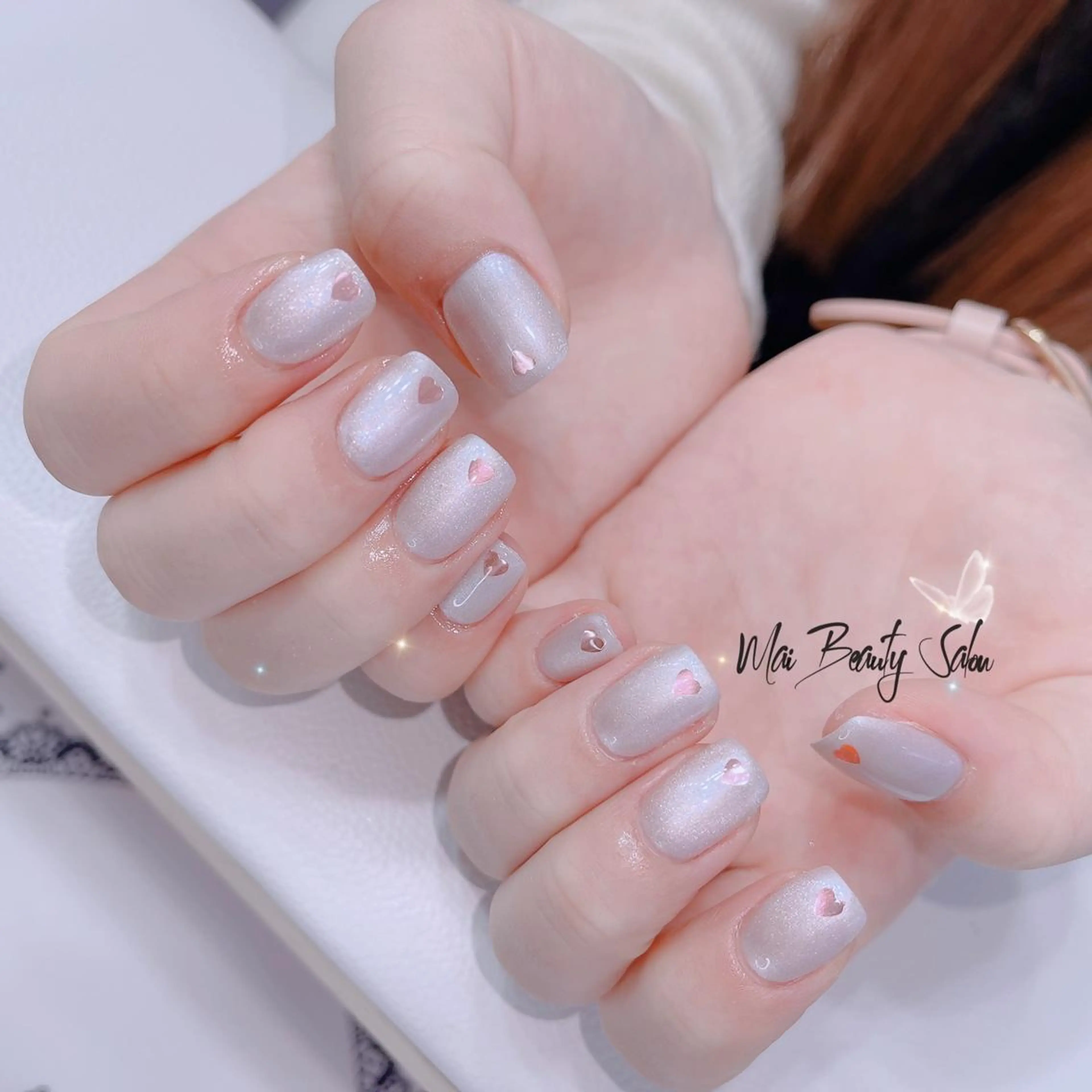 ネイル オーロラネイル 長さ出し フラッシュネイル フットネイル フレンチネイル MaiBeauty マイ マイのネイルデザイン