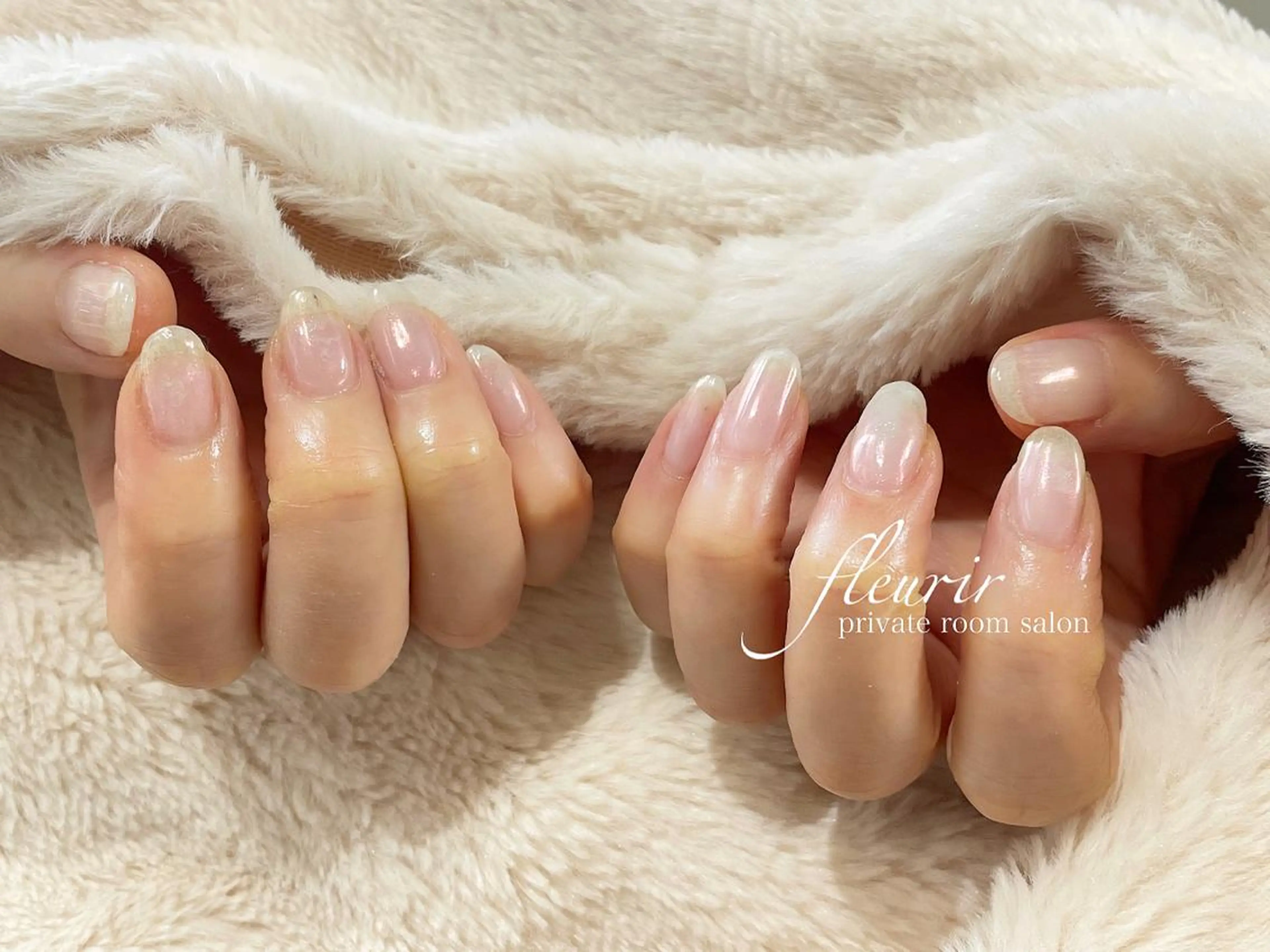 ネイル アートネイル オーロラネイル 長さ出し ジェルネイル ゴールド フルリール 【プライベートサロンのネイルデザイン