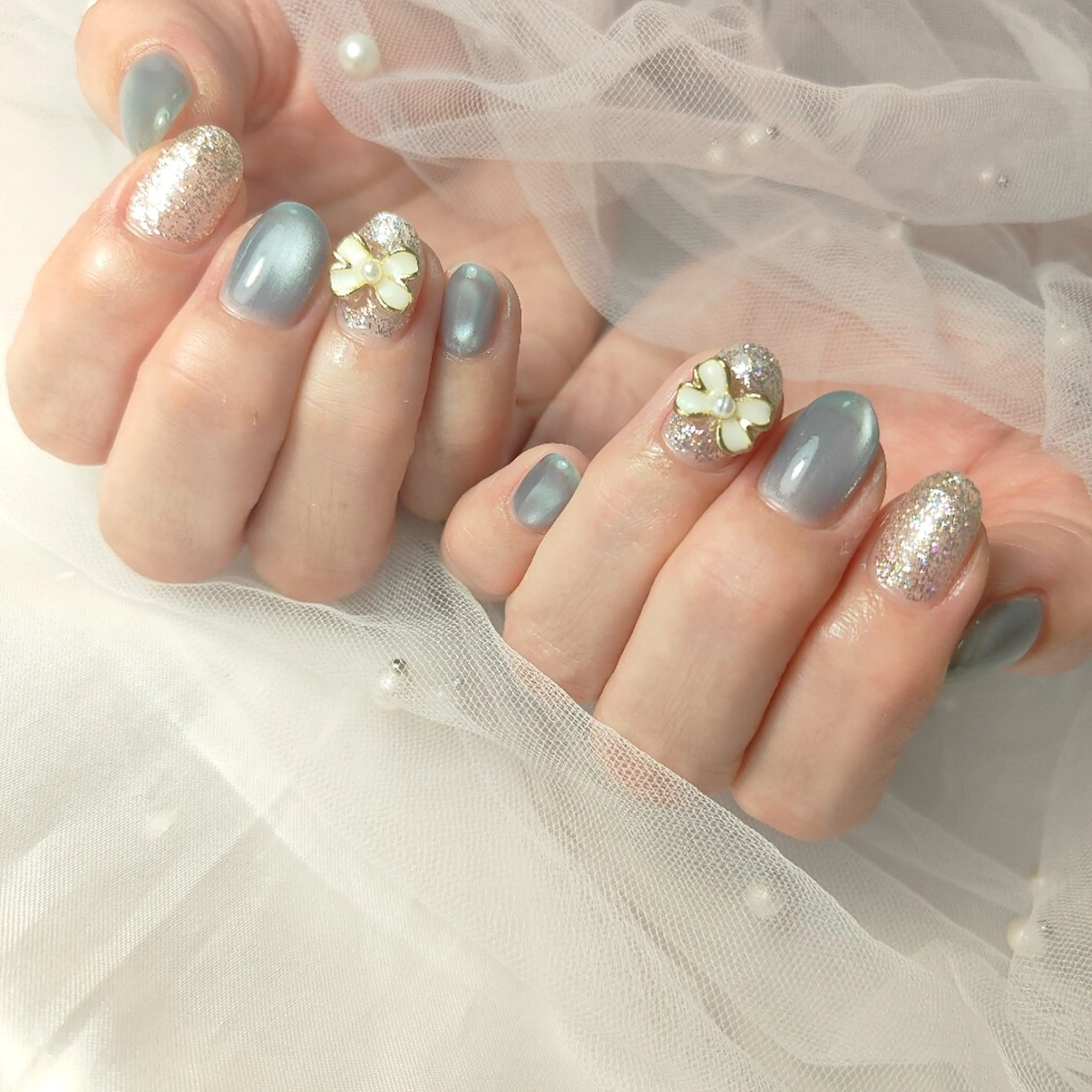 ネイル フラッシュネイル マグネットネイル ハンドネイル CLEAR NAILのネイルデザイン