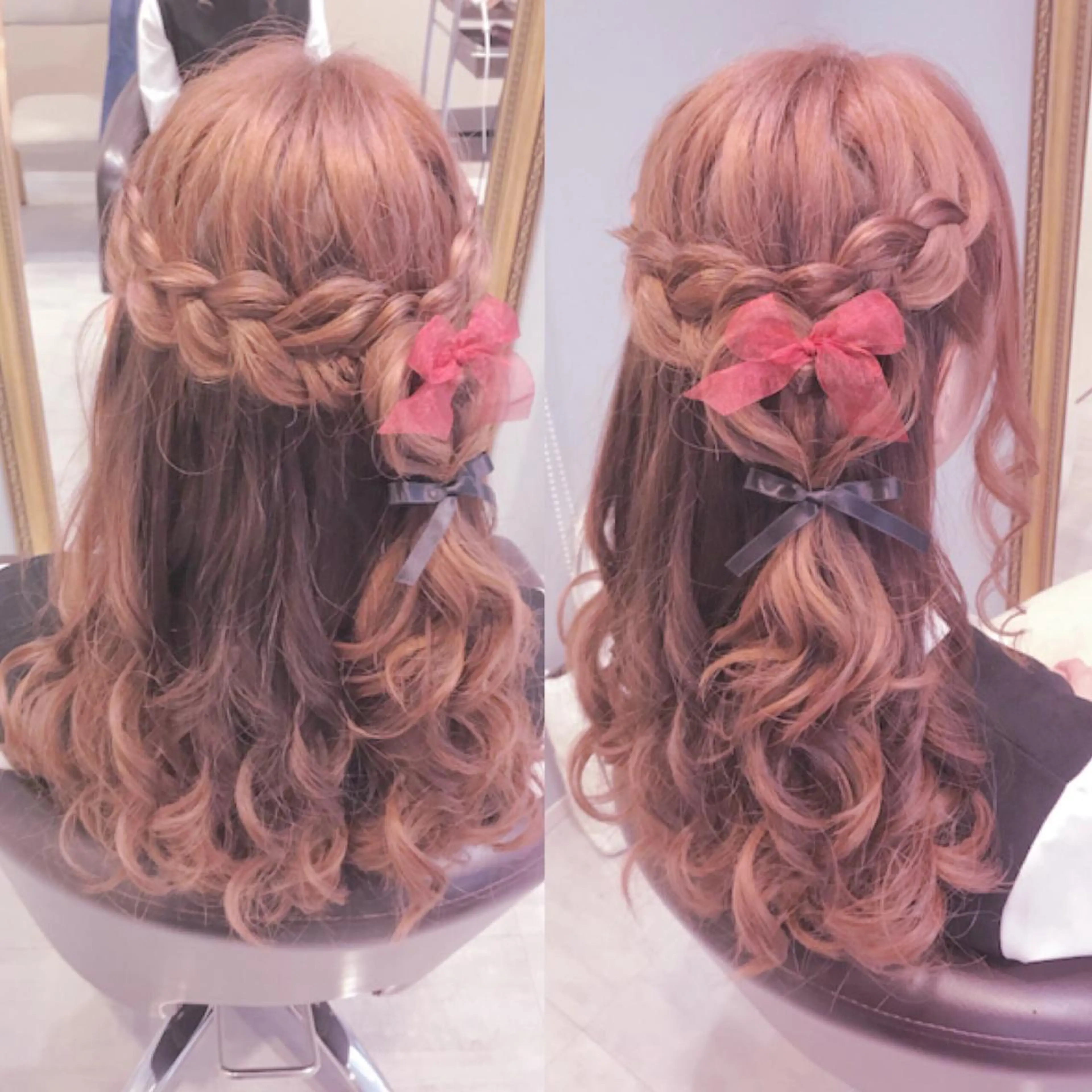 セミロング ヘアアレンジ ハーフアップ ヘアセット Aries🫧 missa𓂃🤍のヘアスタイル