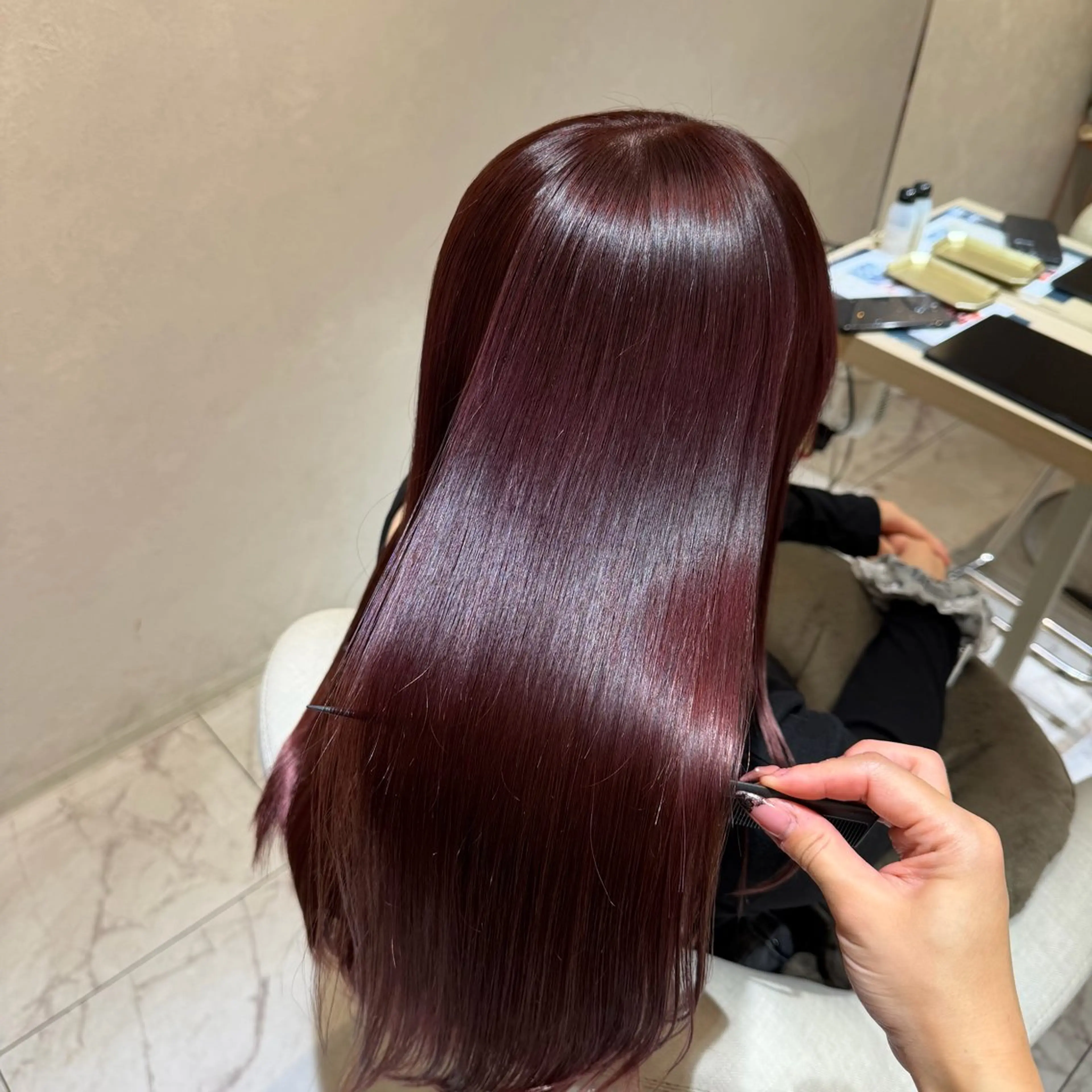 ロング カラー ヘアカラー トリートメント ヘッドスパ マホ/日吉/髪質改善 /レイヤー/ガーリーのヘアスタイル