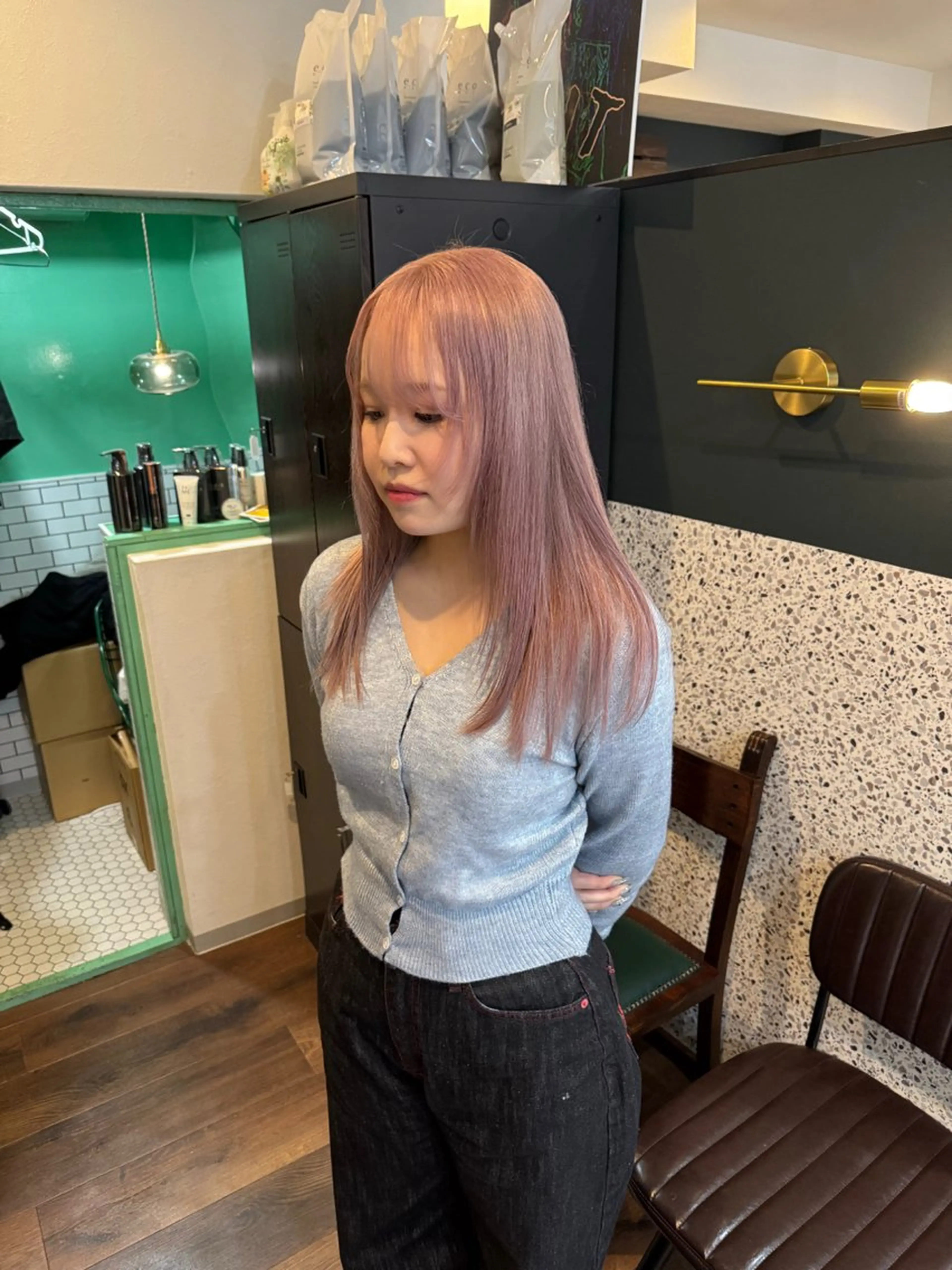 セミロング 韓国レイヤー💖 ハイトーン🍒ྀིのヘアスタイル