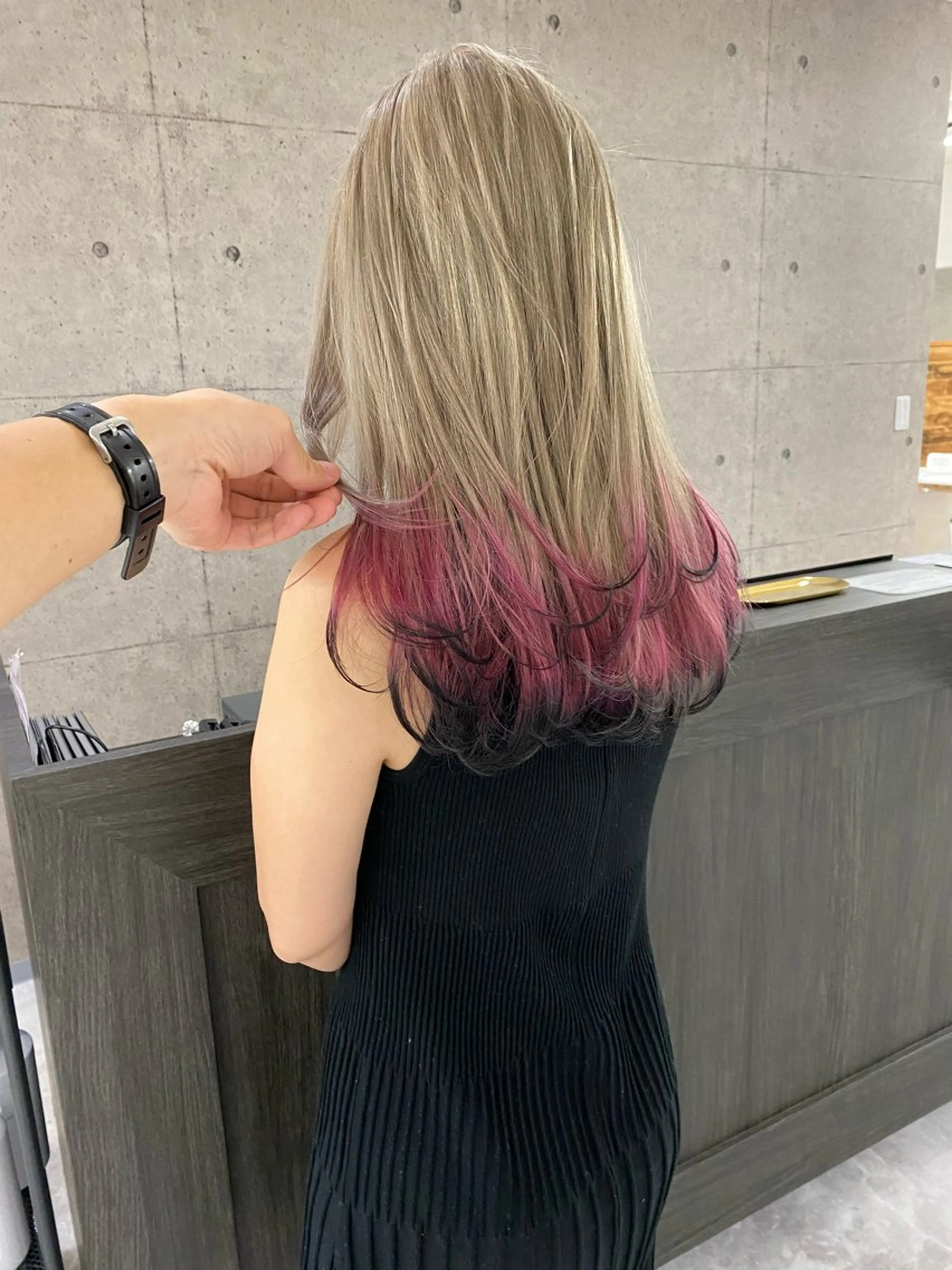 ロング カラー ショートボブ アディクシーカラー ブリーチ ケアブリーチ ダブルカラー SUZU/岡山/矯正 ブリーチ/レイヤーのヘアスタイル