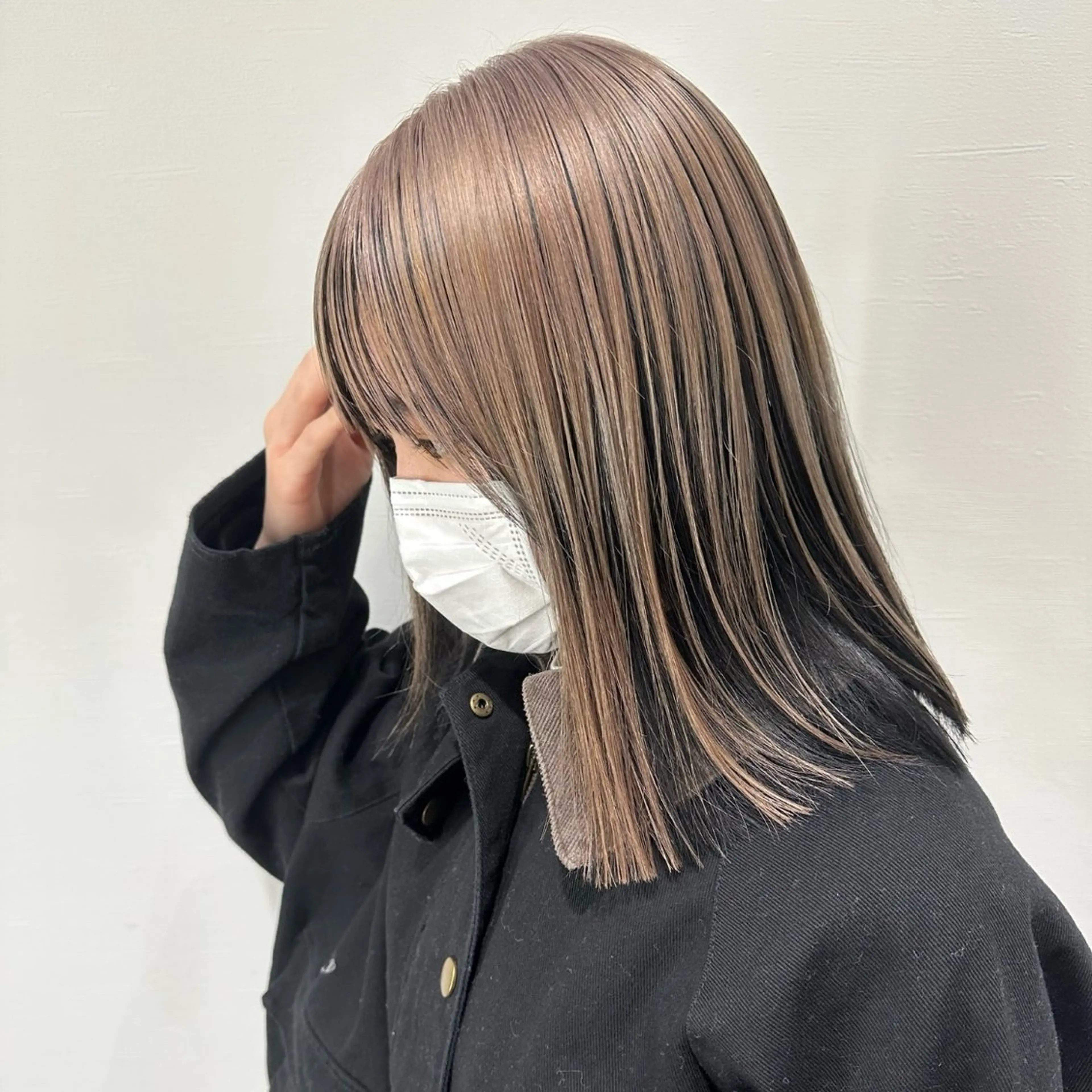 ミディアム カラー お悩み改善ボブ 顔まわりカット/こうのヘアスタイル