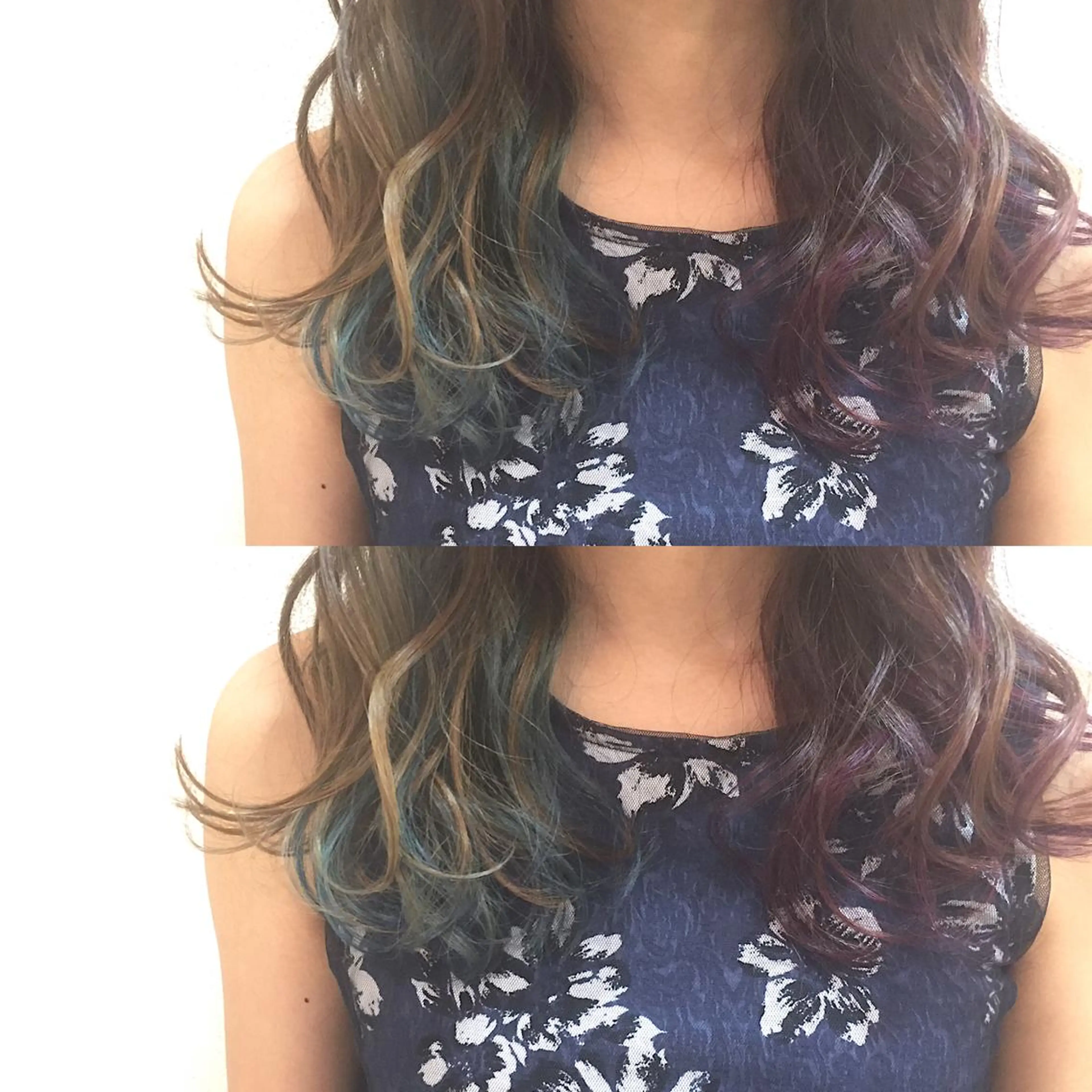 ミディアム セミロング ロング カラー ブルーカラー デザインカラー バイオレットカラー _sugosu_所属・西村 達哉のヘアスタイル