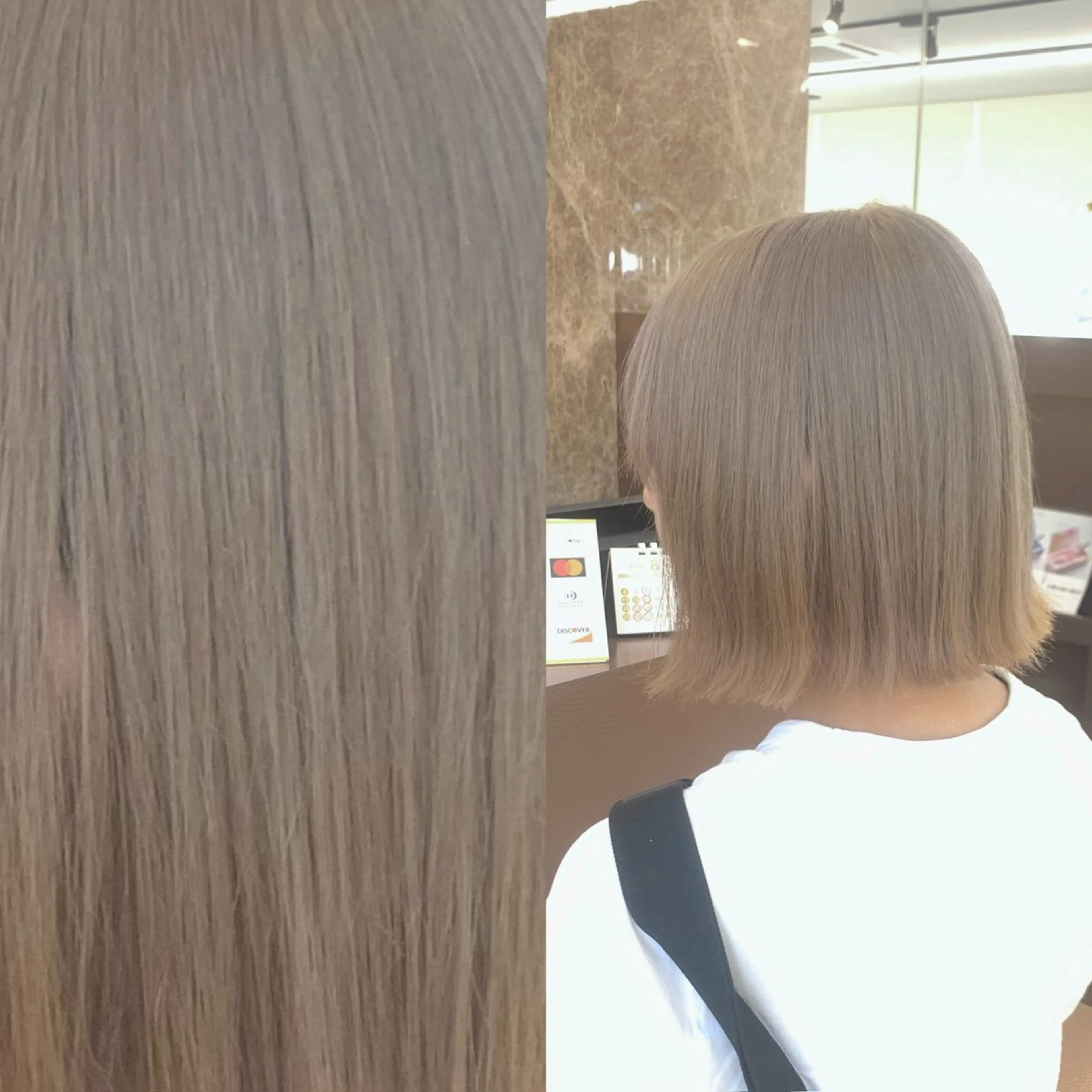 ミディアム 切りっぱなしボブ ボブ カット ヘアカラー ハイトーン職人💗 松本輝美のヘアスタイル