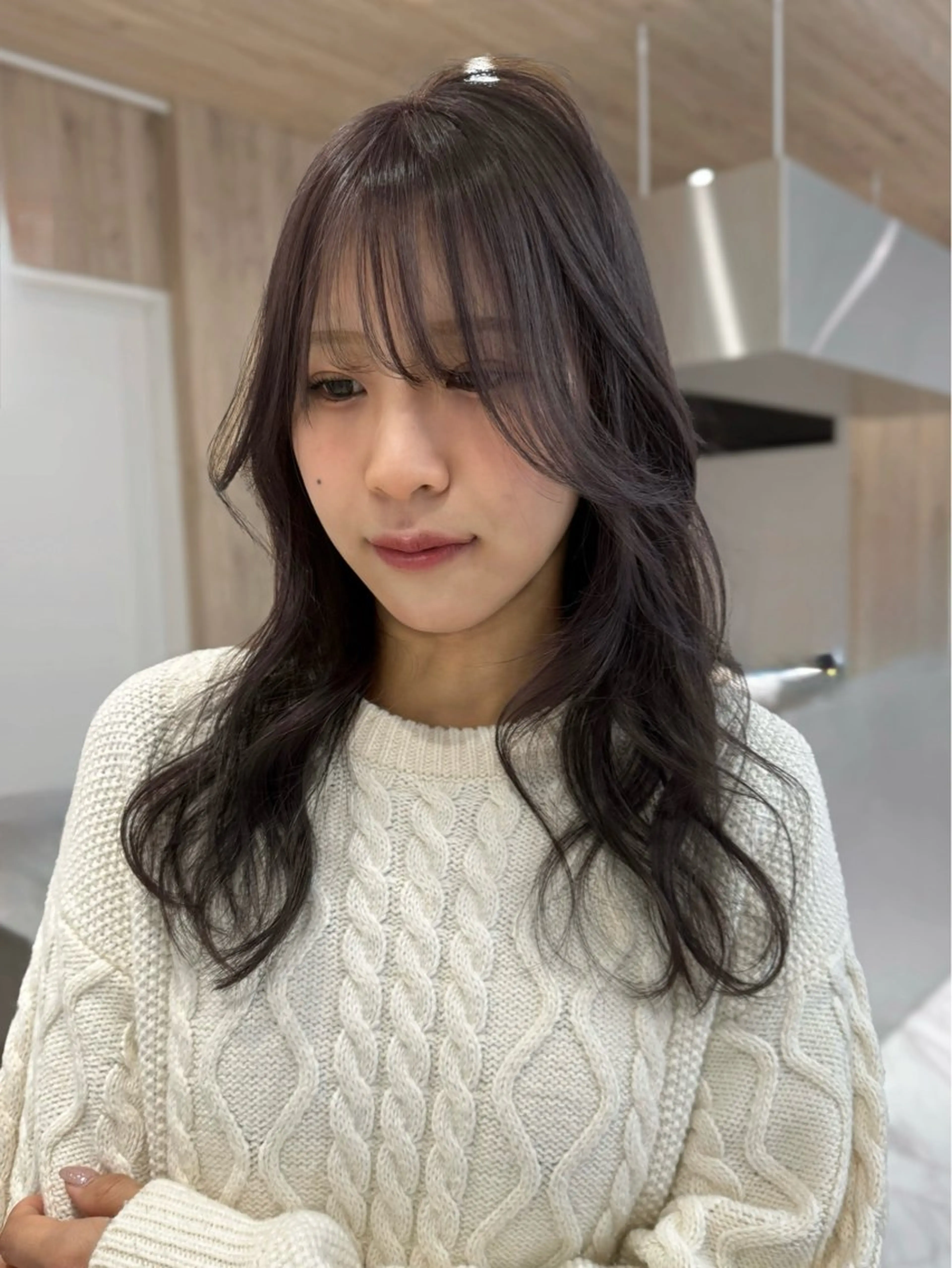 セミロング カラー ブリーチ グレージュ カット ヘアカラー トリートメント ベージュカラー/栄 透明感カラー/さあらのヘアスタイル
