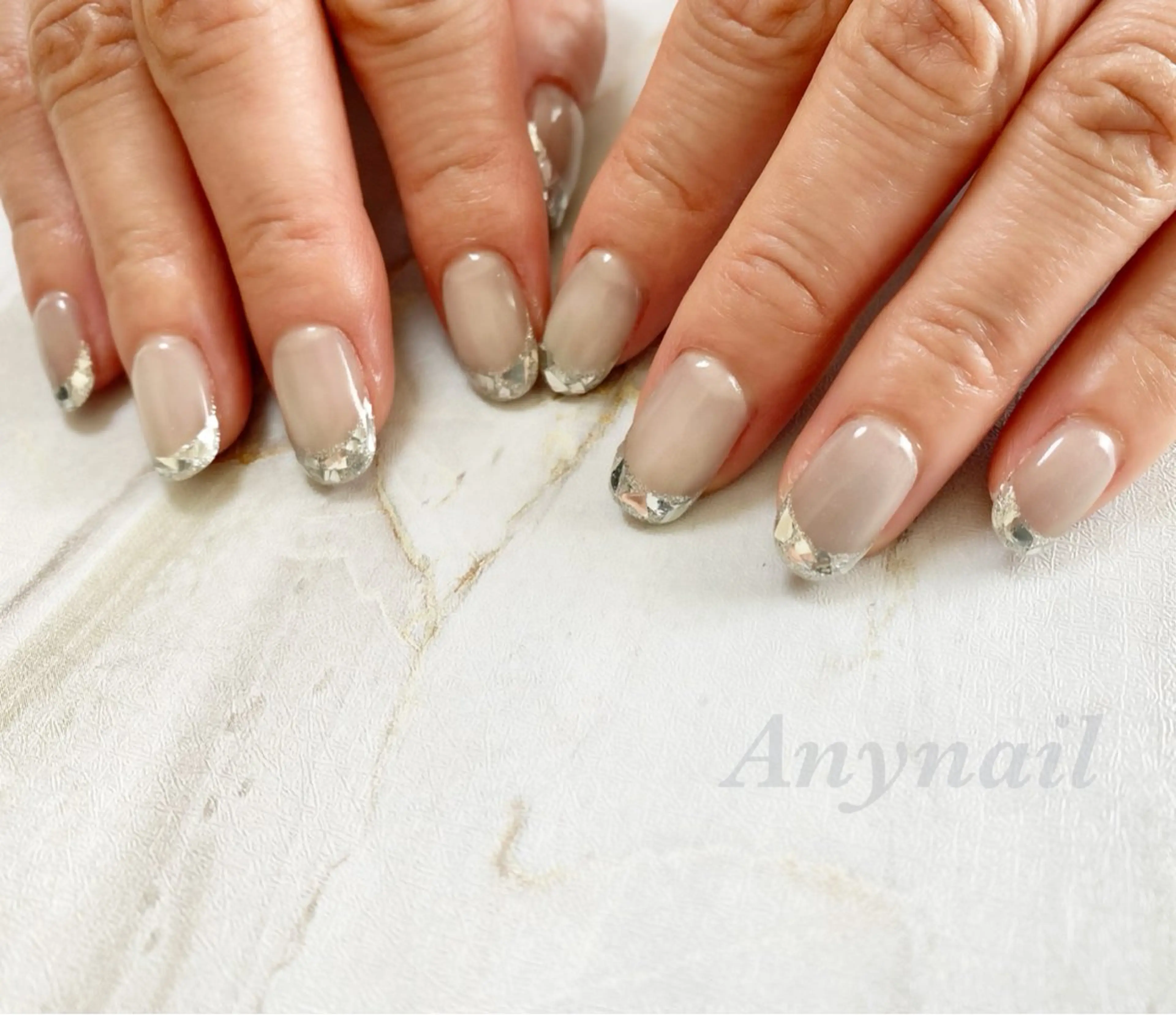 ネイル ブルー フレンチネイル ガラスフレンチ マグネットネイル ハンドネイル 岩澤 恵子のネイルデザイン