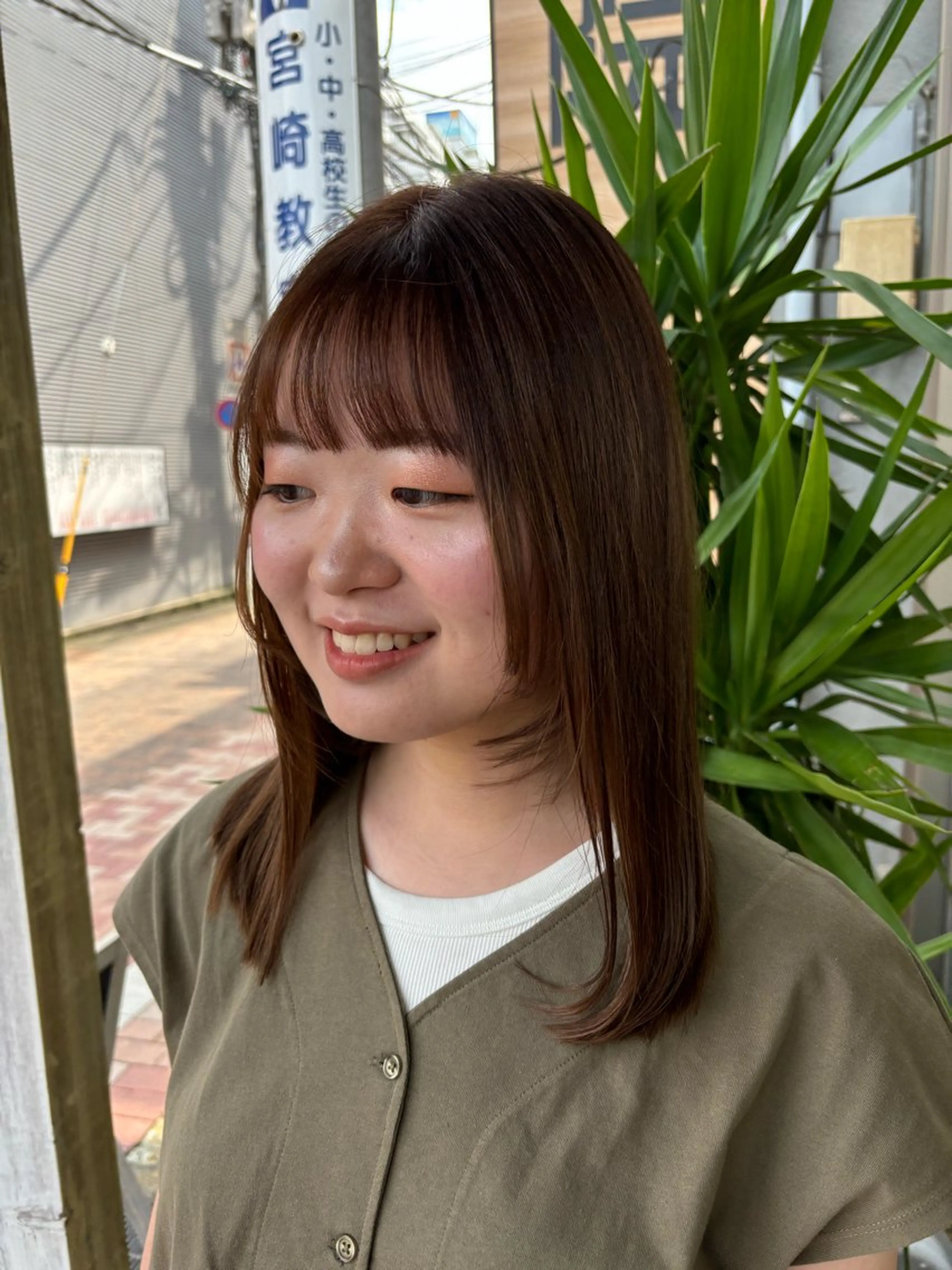 ミディアム カラー ブラウンカラー 透明感カラー レイヤーカット パーマ/カット /まなきのヘアスタイル