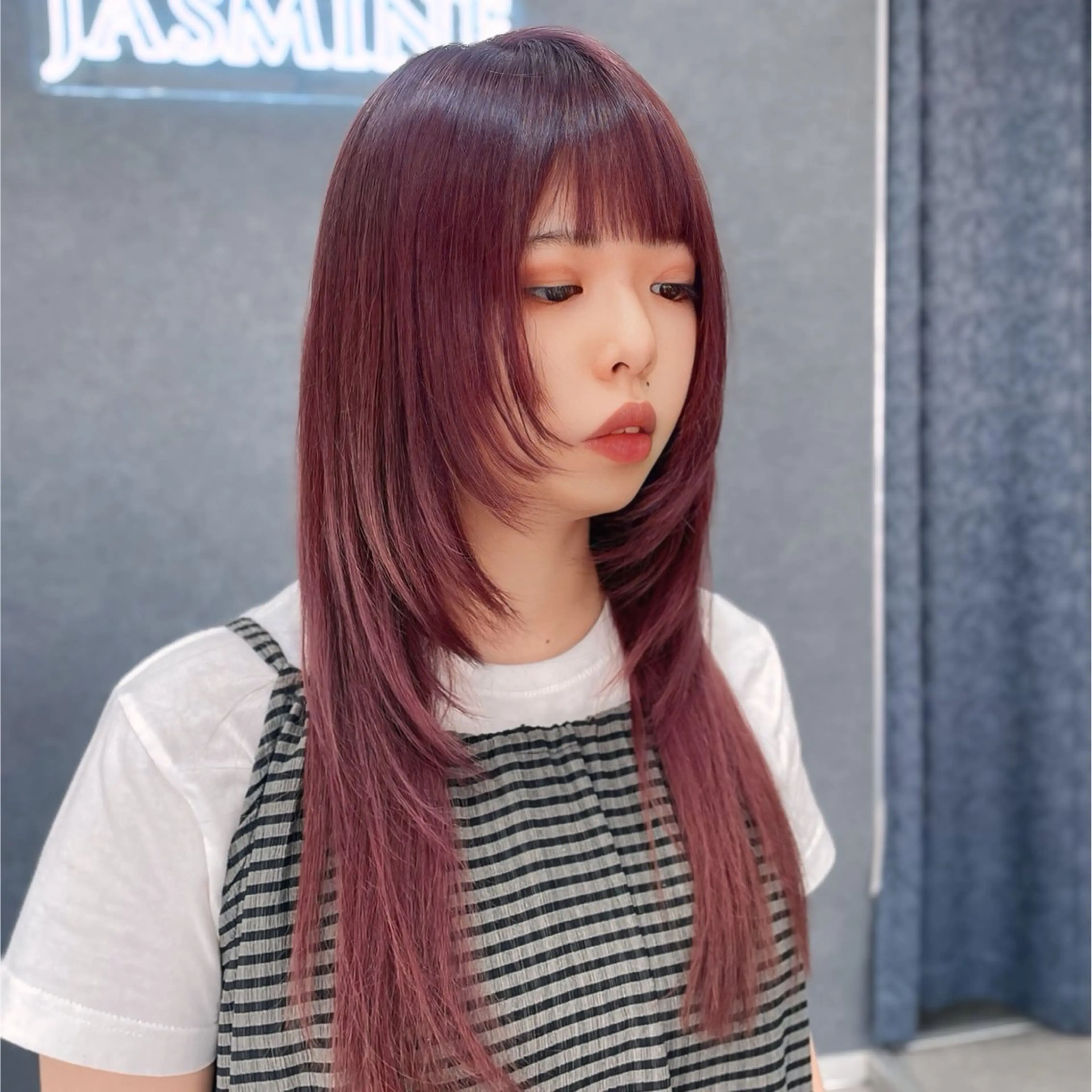 ロング カラー パープルカラー レッドカラー レイヤーカット THE2ND 大竹 瞳のヘアスタイル