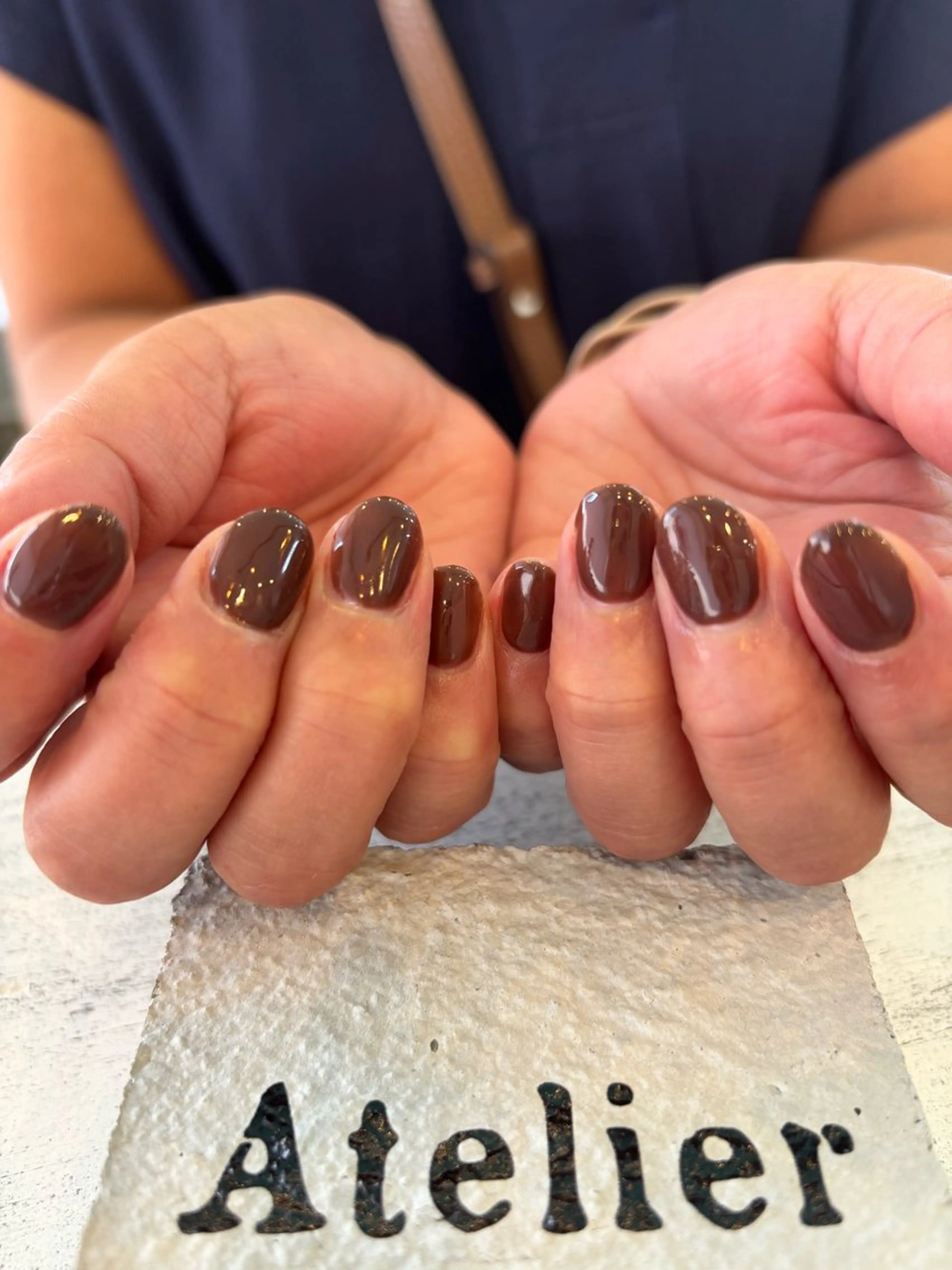 ネイル ブラウン ピンク Atelier nail所属・Atelier 美葵のネイルデザイン