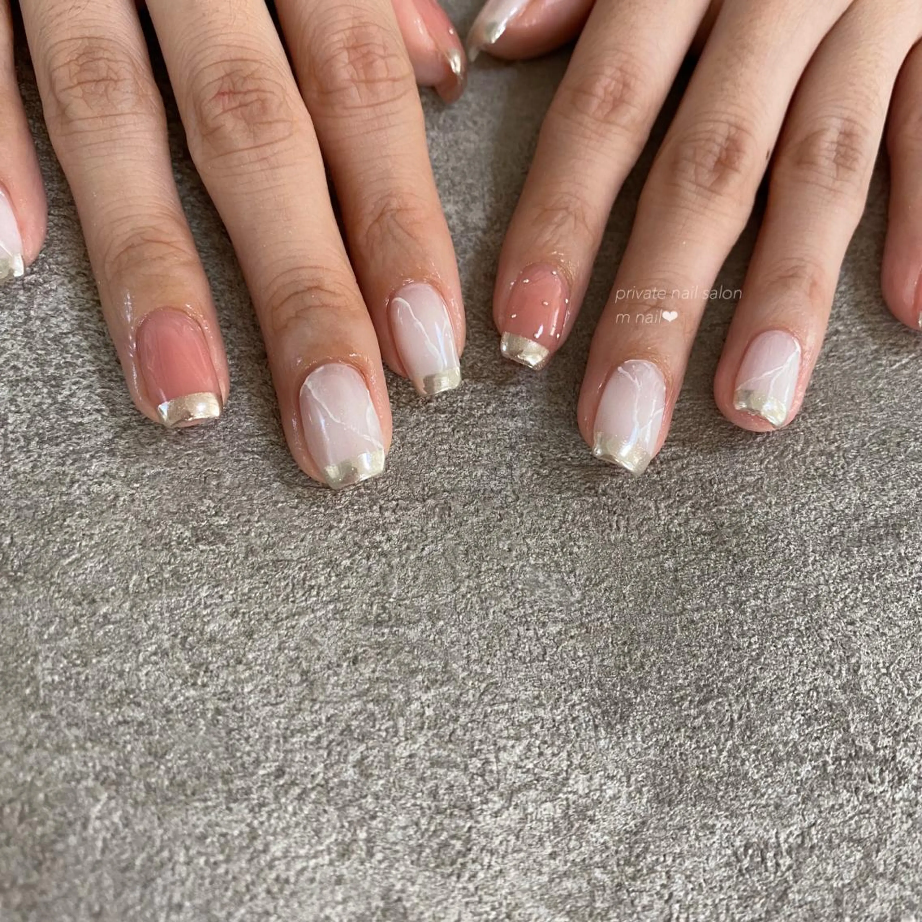 ネイル アートネイル フレンチネイル 大理石ネイル(マーブル) ミラーネイル ハンドネイル 小河原 舞のネイルデザイン