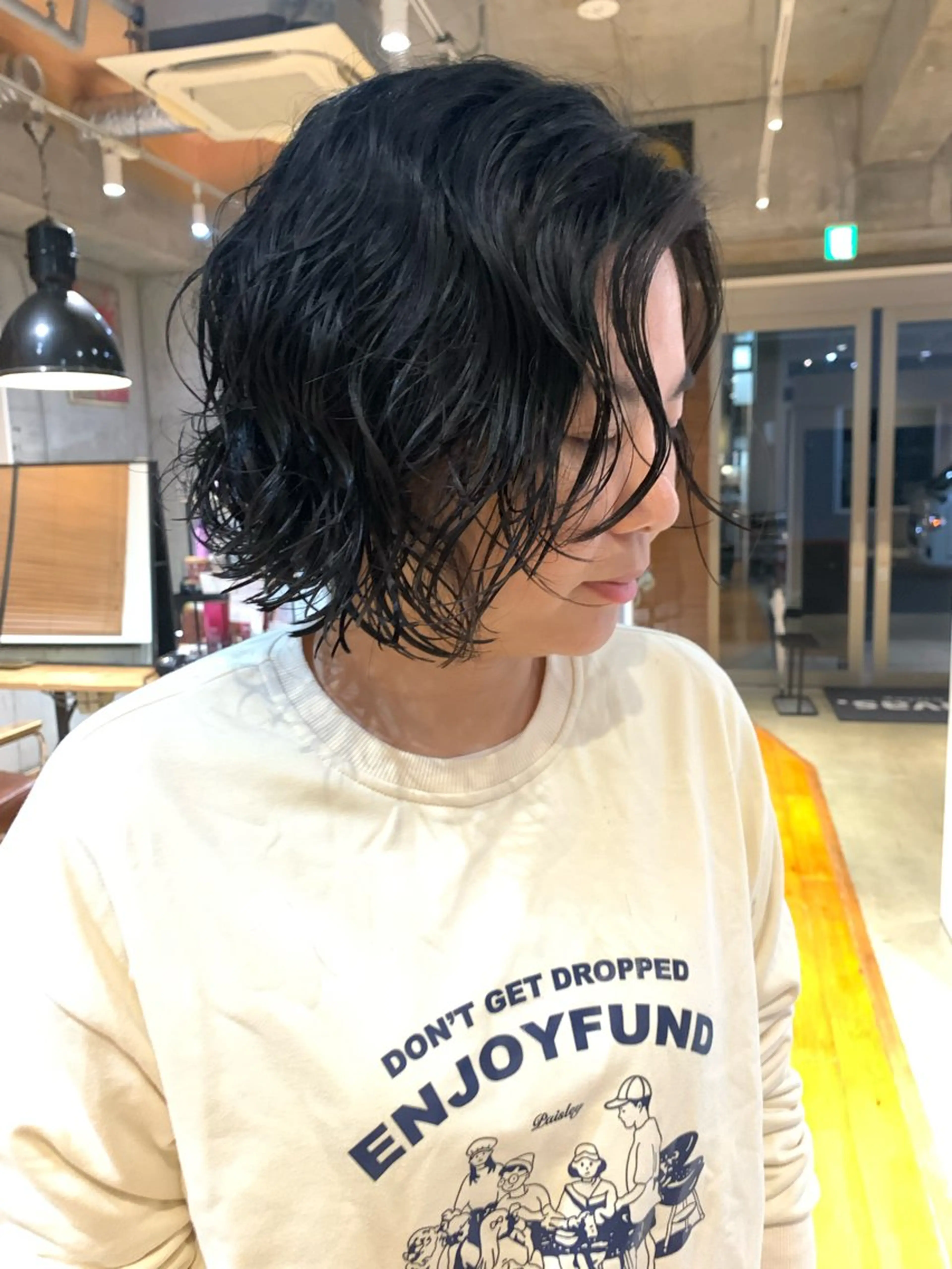 ミディアム カラー パーマ ボブパーマ 艶カラー/横山大樹のヘアスタイル