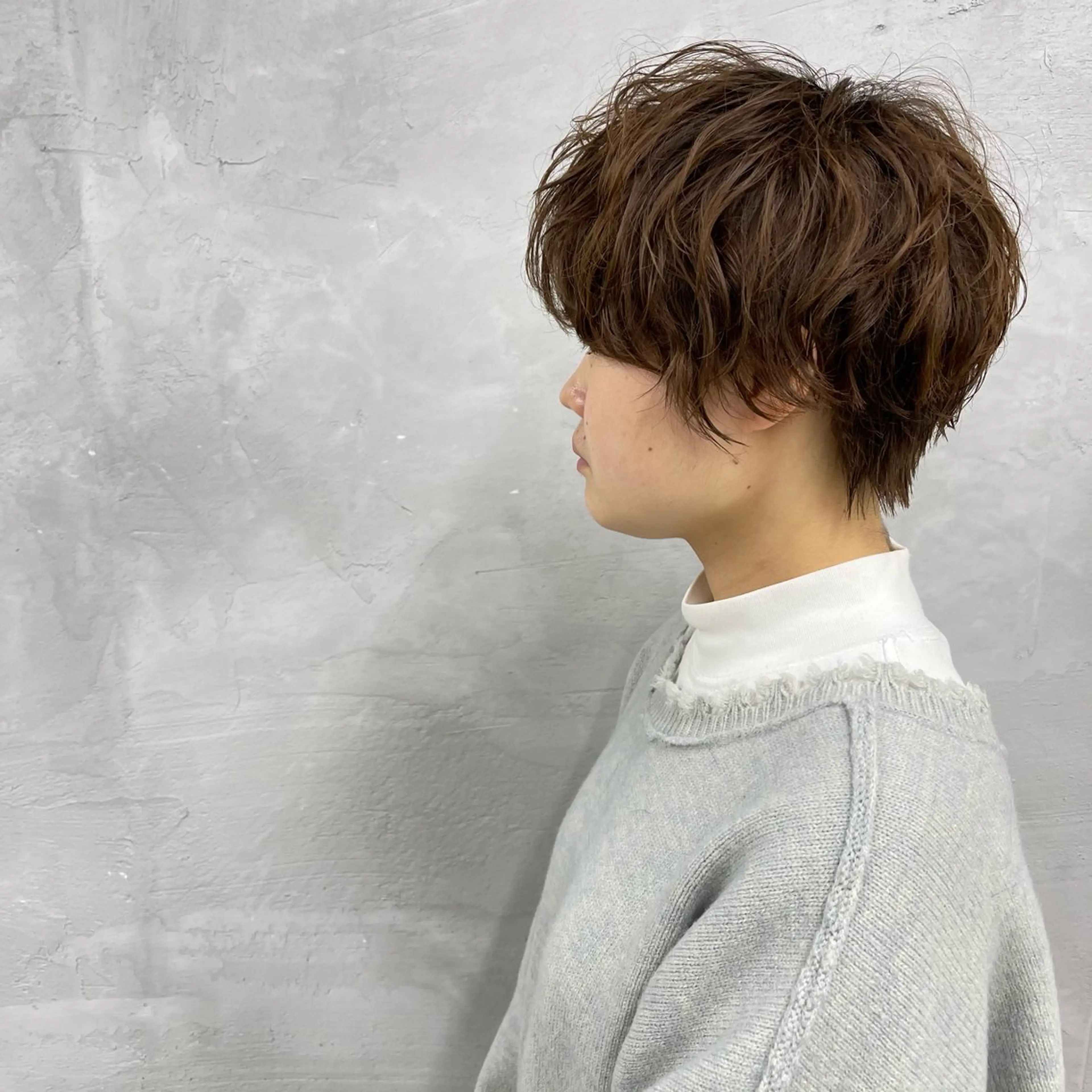 ショート カラー パーマ ベージュカラー ブラウンカラー ニュアンスパーマ カット ヘアカラー パーマ トリートメント 田畑 智規のヘアスタイル