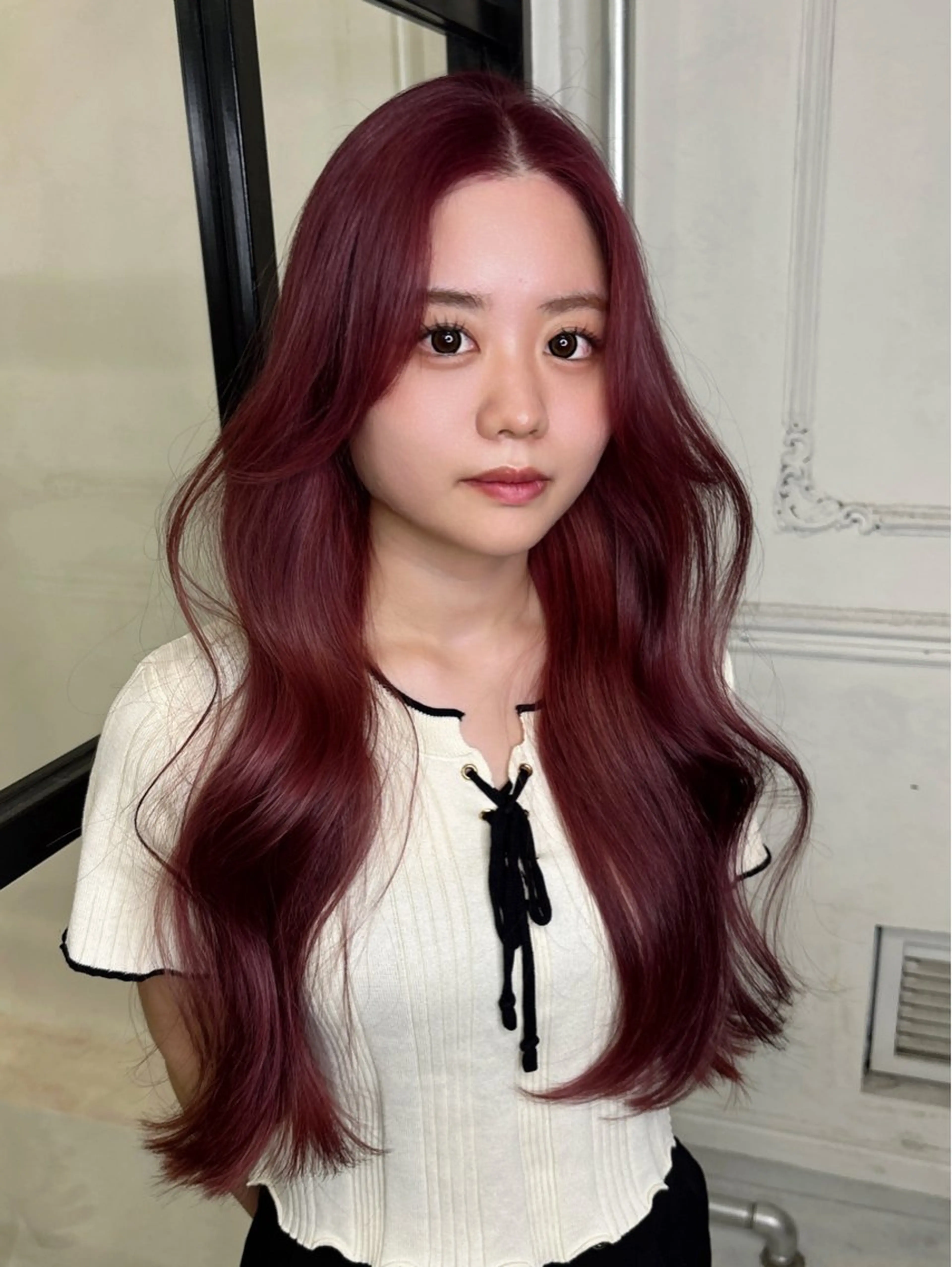 ロング カラー ブリーチ ピンクカラー ヘアカラー MaisonHALU 松浦光咲のヘアスタイル