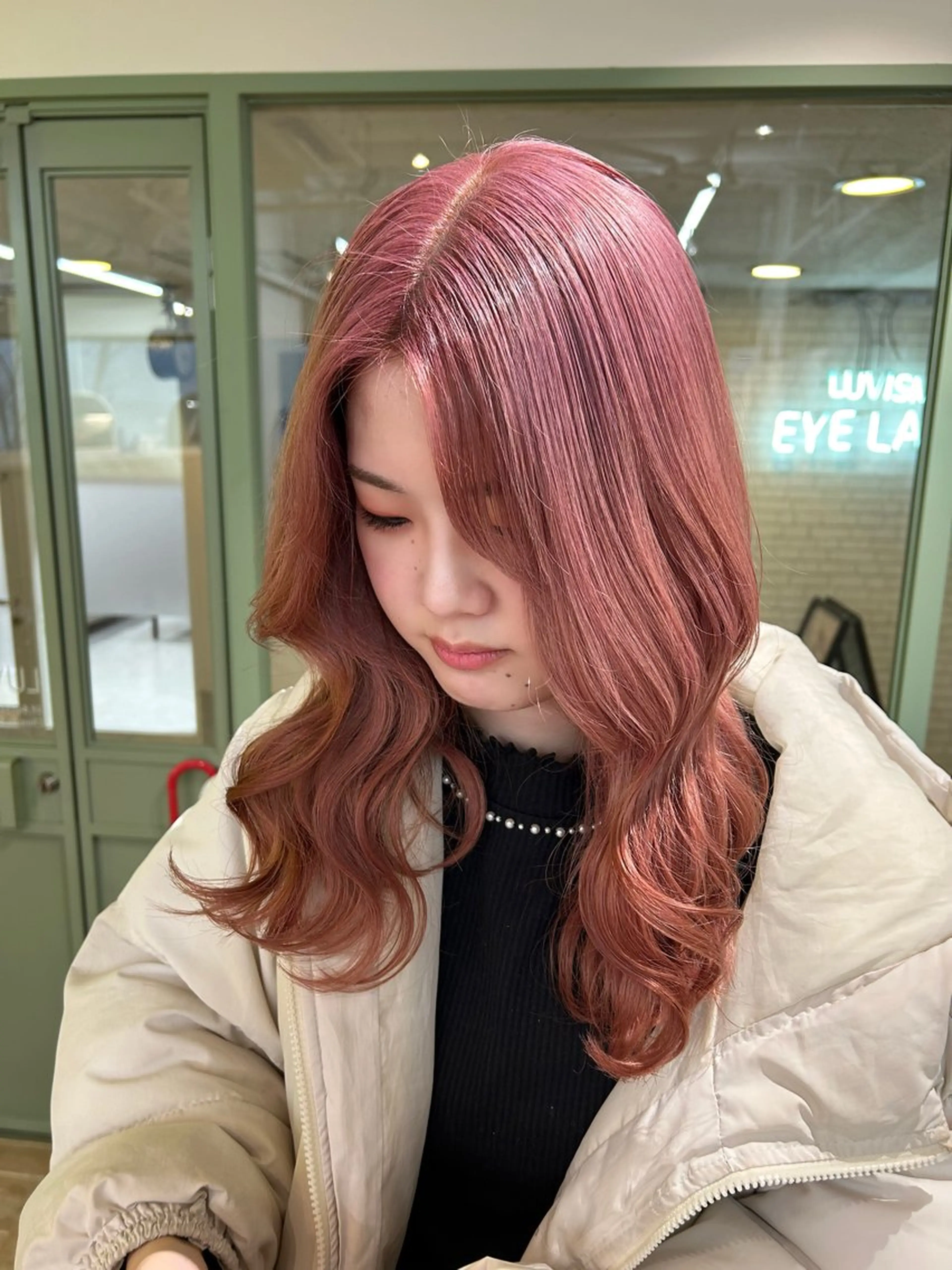 セミロング ヘアカラー トリートメント 新潟/万代/レイヤー 韓国風/明間未来のヘアスタイル