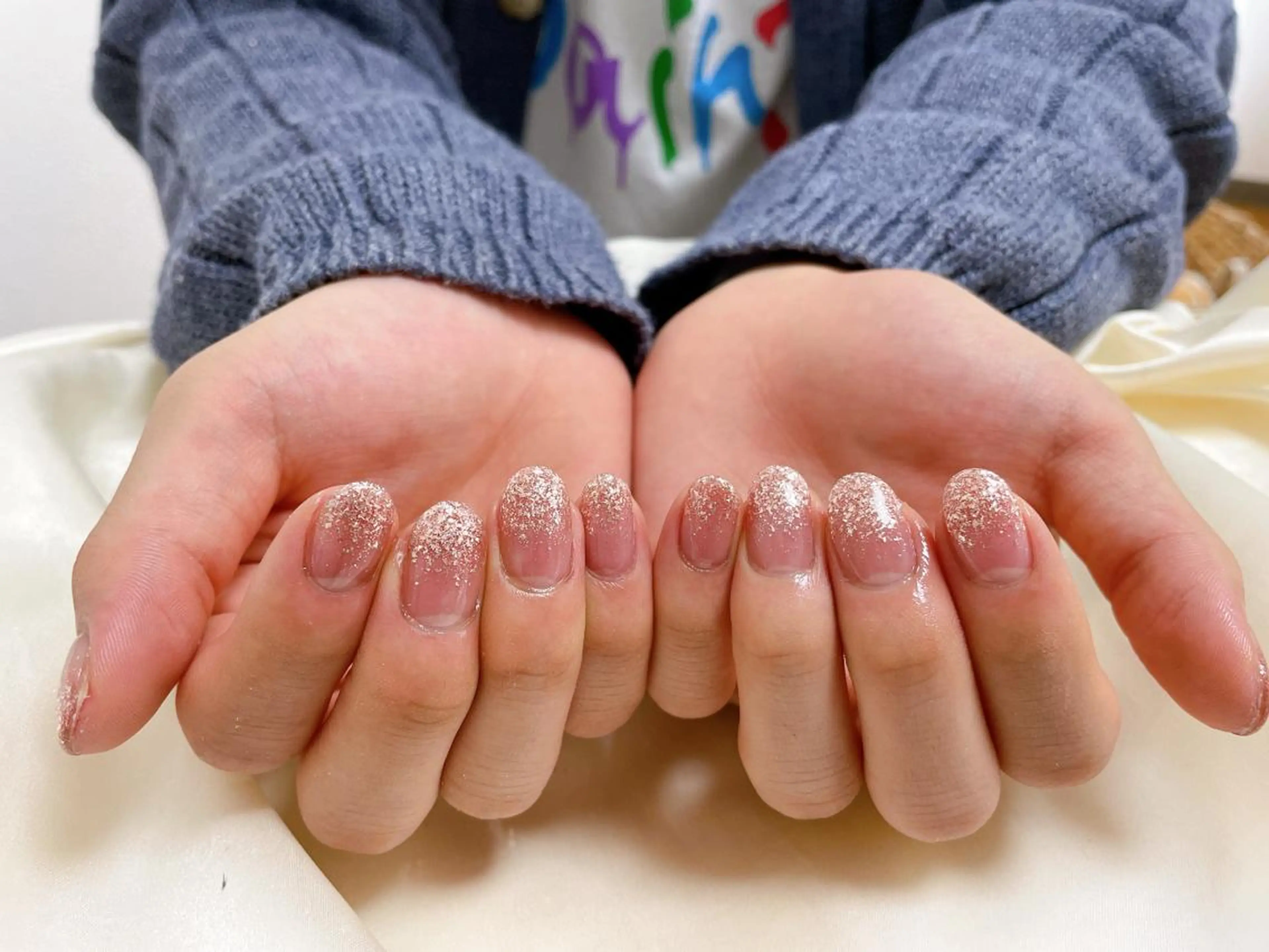 ネイル グラデーション ラメ(グリッター) ラメグラデーション ピンク Mogu nail 二子玉川のネイルデザイン