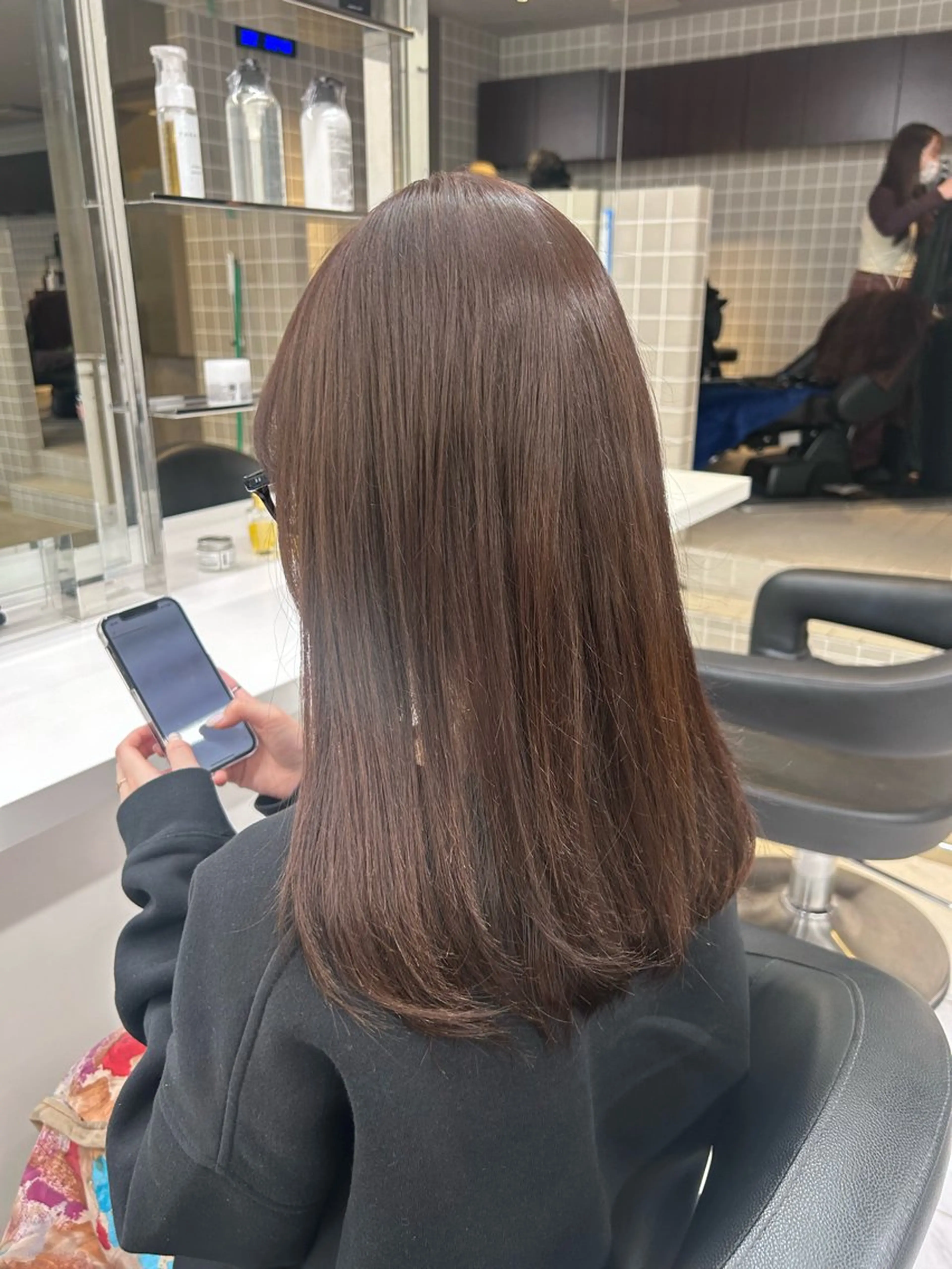 ロング カラー パーマ ヘアアレンジ メンズ キッズ ヘアカラー トリートメント ヘアセット ブリーチなしカラー/ ブラウン/レイヤーのヘアスタイル