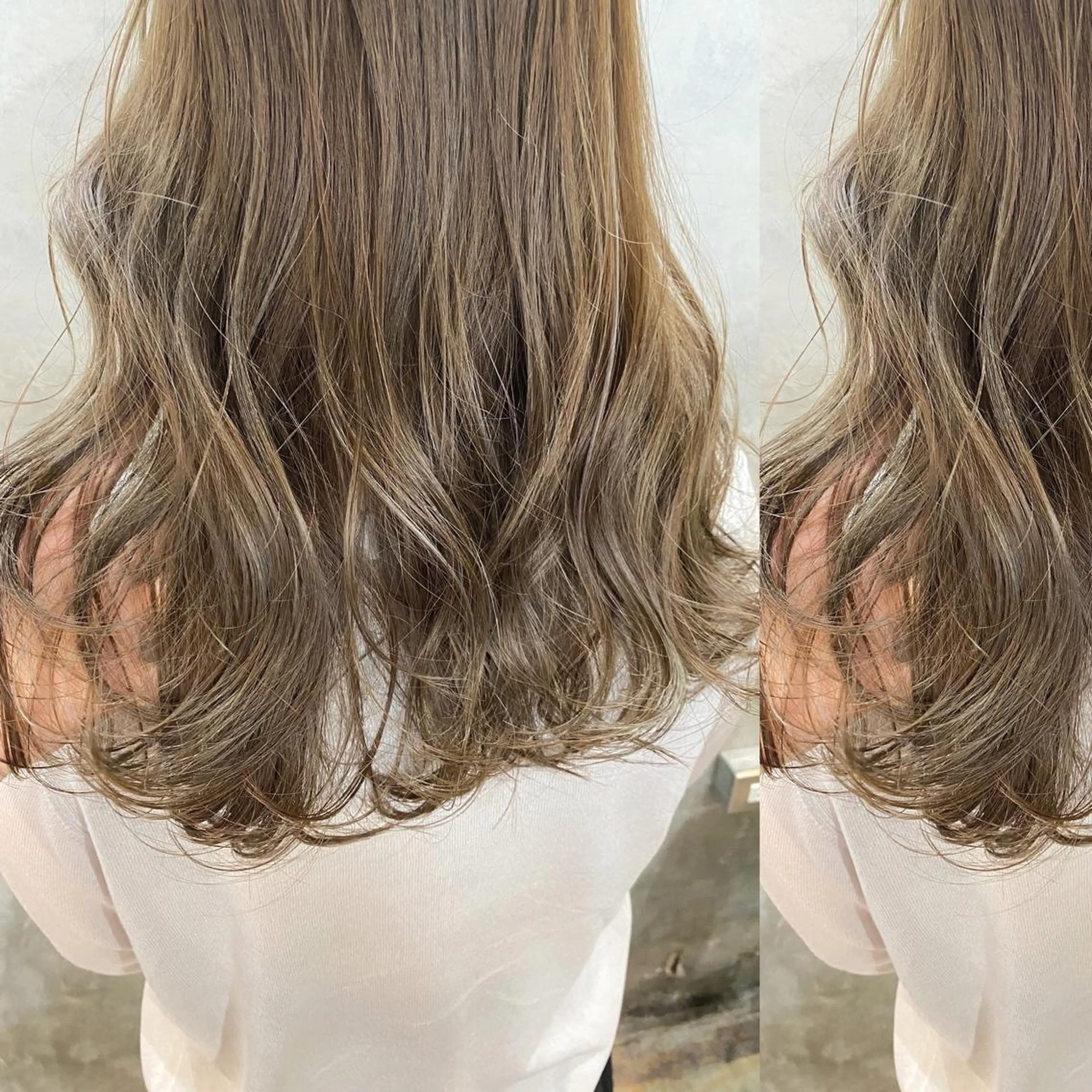 セミロング カラー 透明感カラー ハイライトカラー ハイライト ヘアカラー トリートメント ツキノキ ミナのヘアスタイル