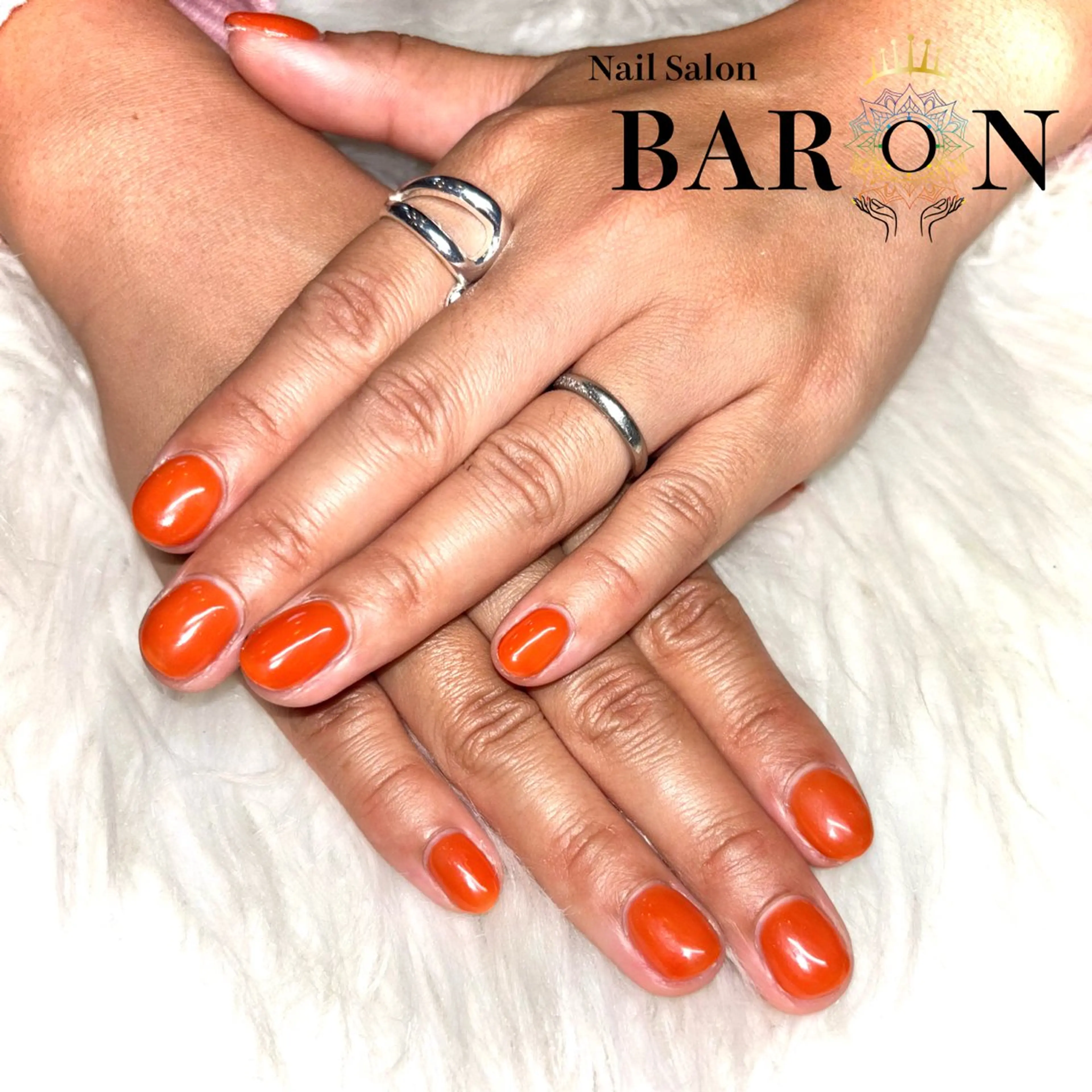 ネイル ブラウン ワンカラーネイル オレンジ ♛︎BARON♛︎ MASHIROのネイルデザイン