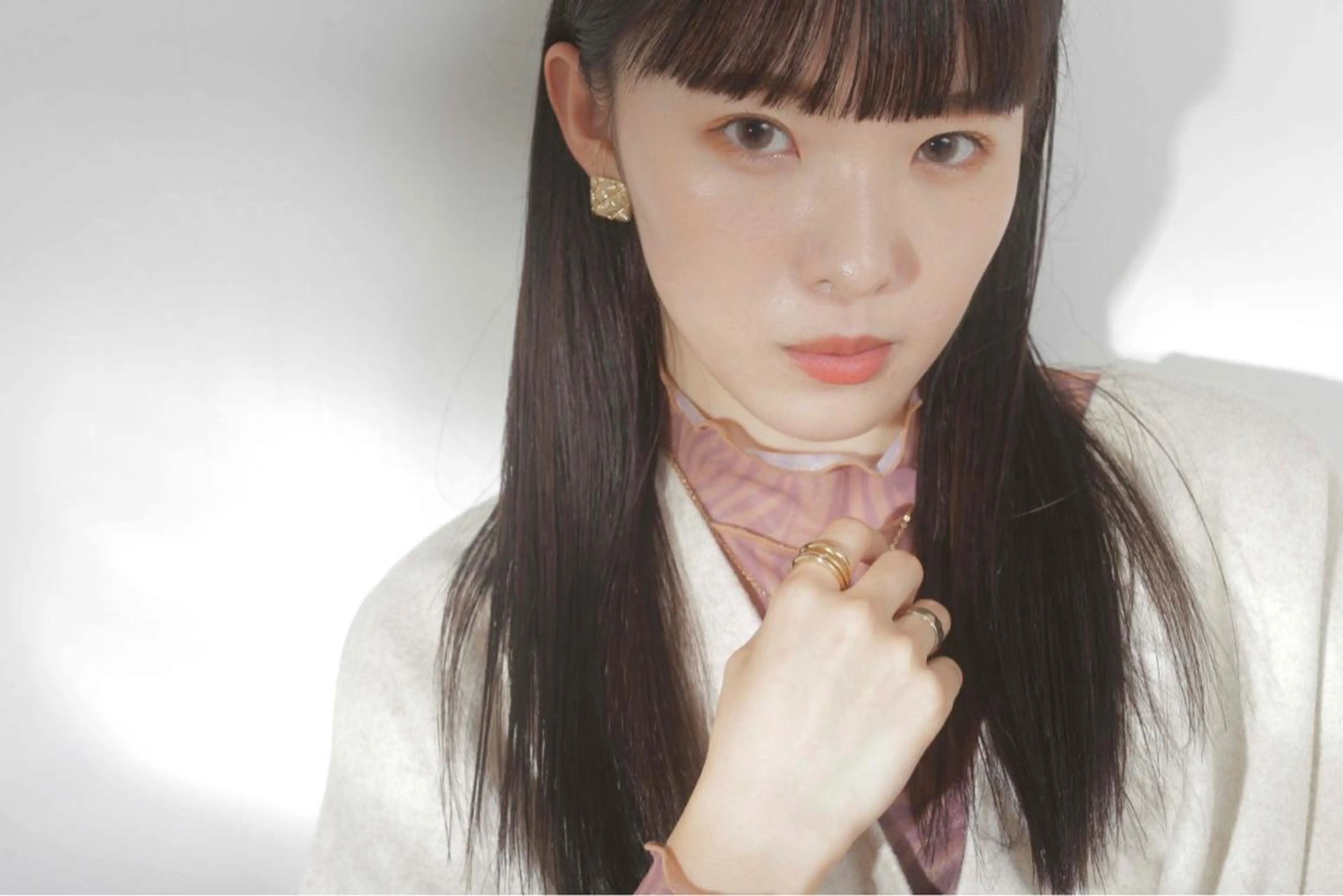 セミロング カット ヘアカラー エクステ しもかわ かほのヘアスタイル