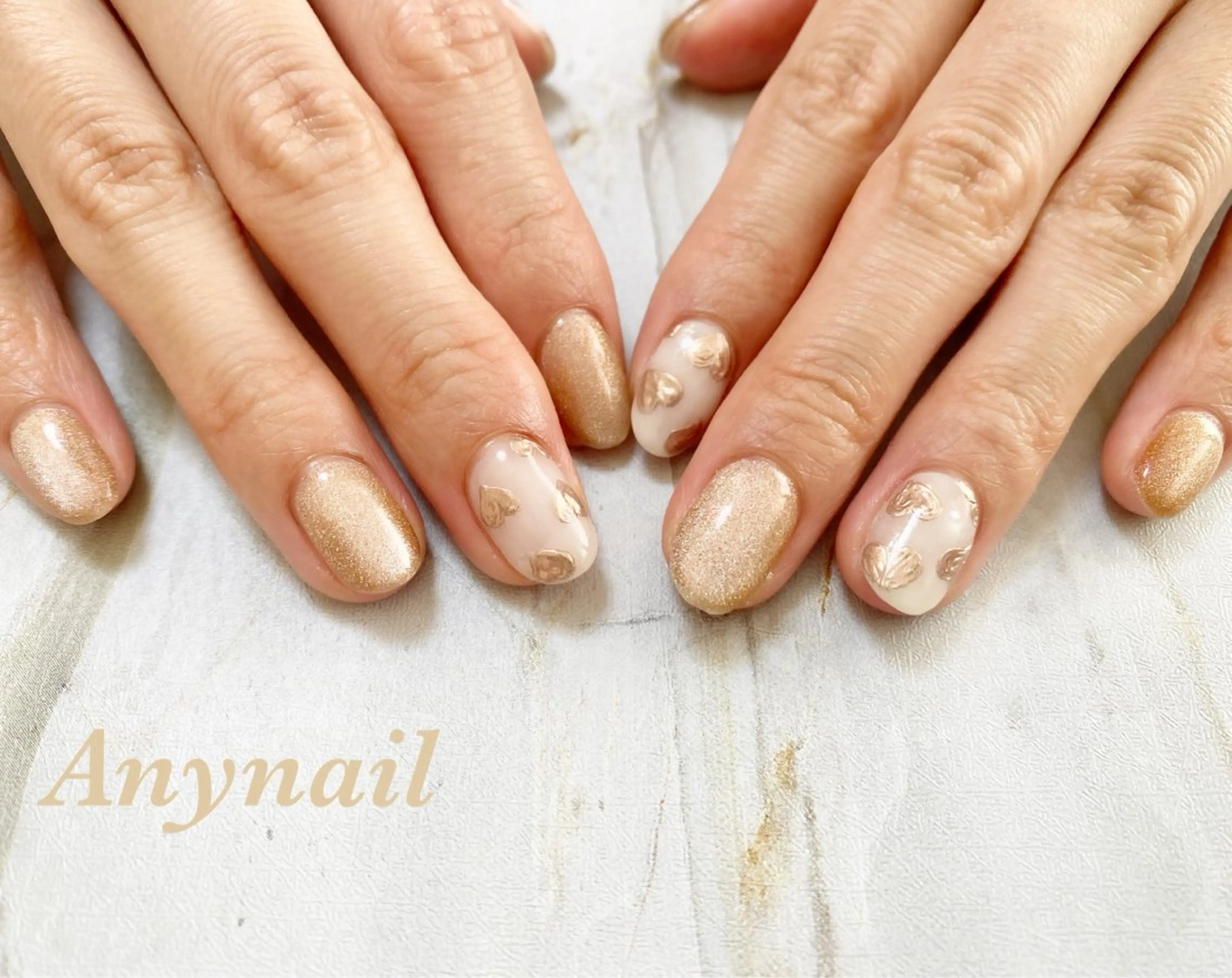 ネイル ブルー ハート マグネットネイル ミラーネイル 冬ネイル ハンドネイル 岩澤 恵子のネイルデザイン