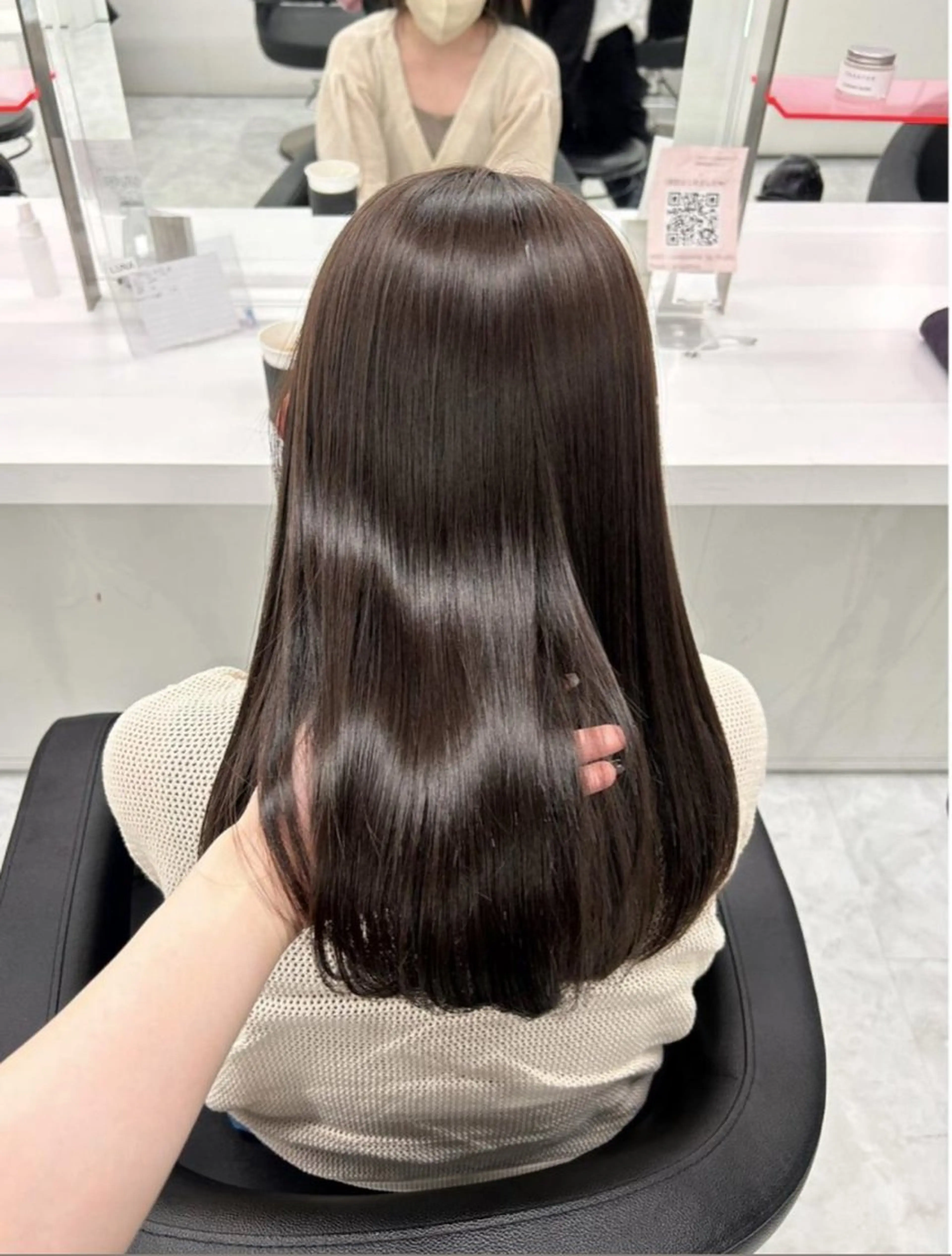 ロング カット 縮毛矯正 トリートメント 韓国ヘア/ブリーチ無 しWカラー/オリーブのヘアスタイル