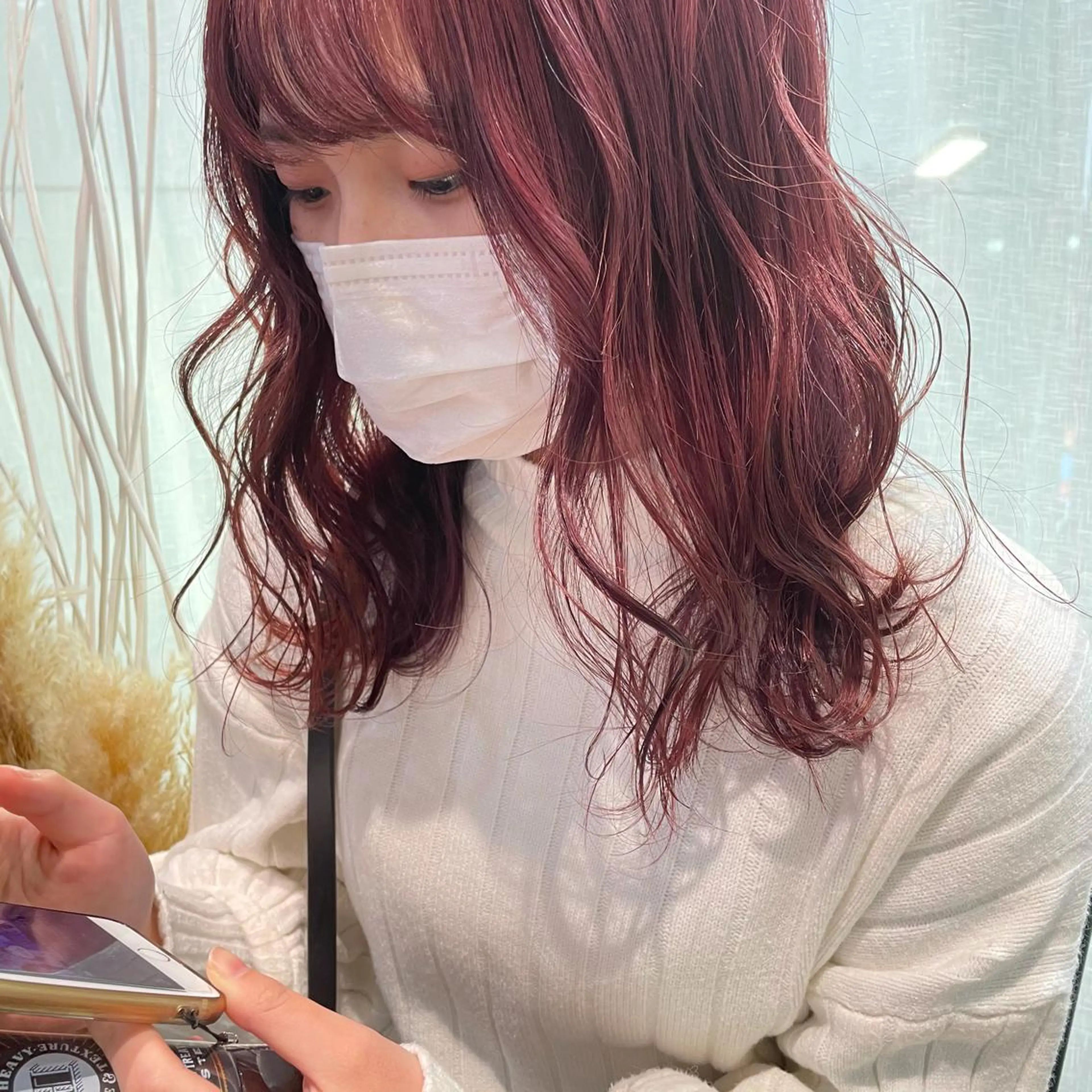 セミロング カラー ブリーチ ダブルカラー ピンクカラー 韓国ヘア🦋 MIYUのヘアスタイル