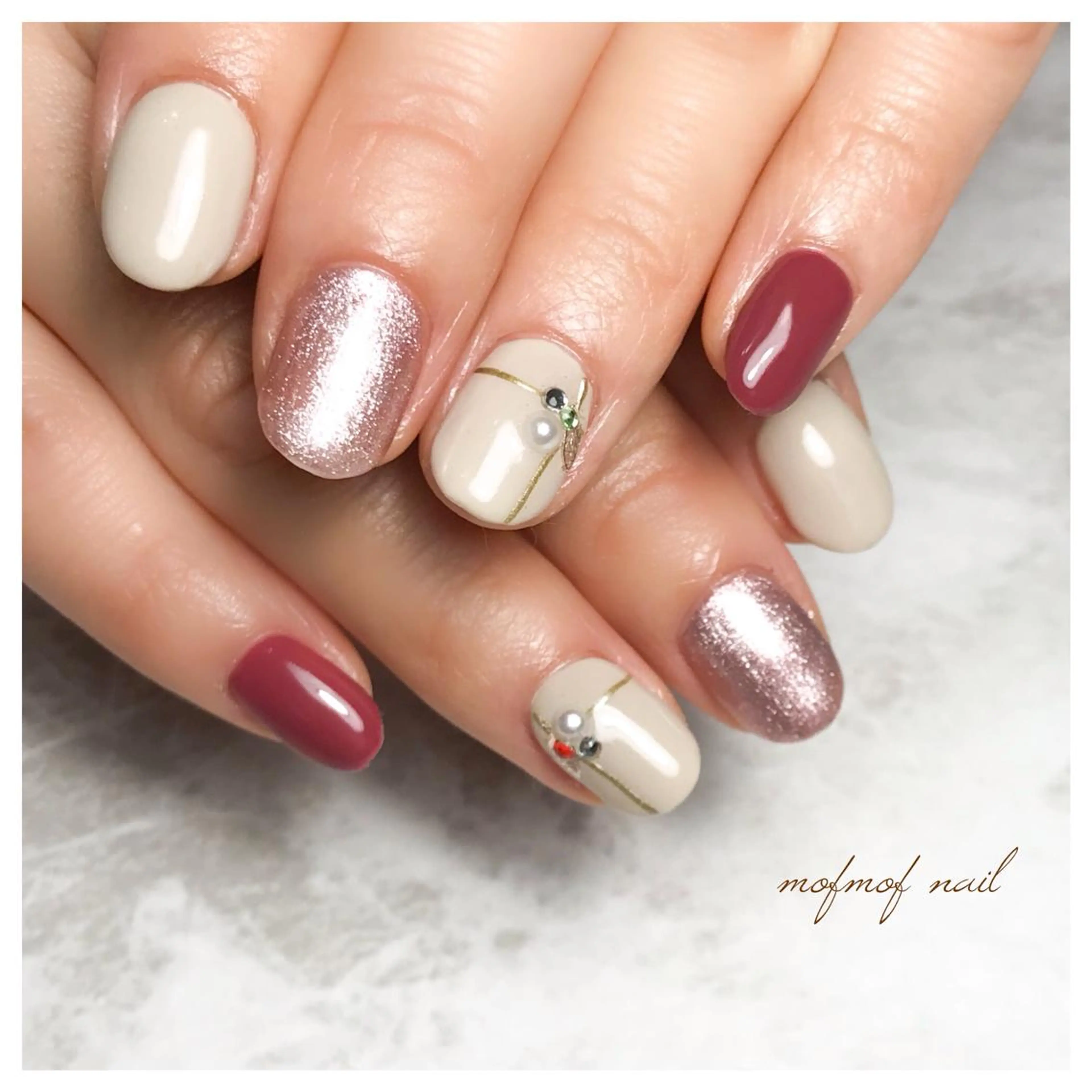 ネイル 冬ネイル クリスマス ハンドネイル mofmofnail 🌿shimizuのネイルデザイン