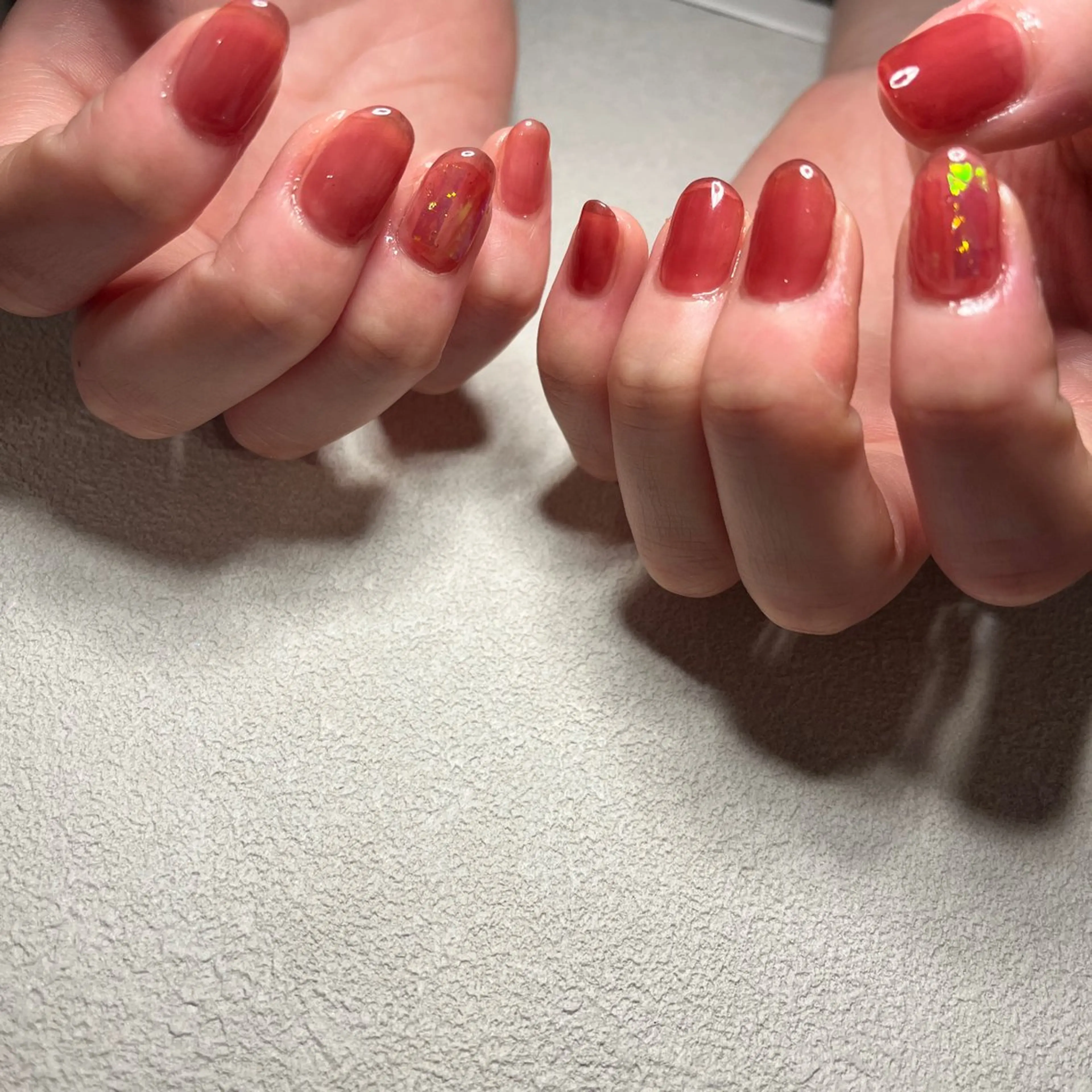 ネイル ジェルネイル ワンカラーネイル パラジェル 冬ネイル ハンドネイル nail slow.のネイルデザイン