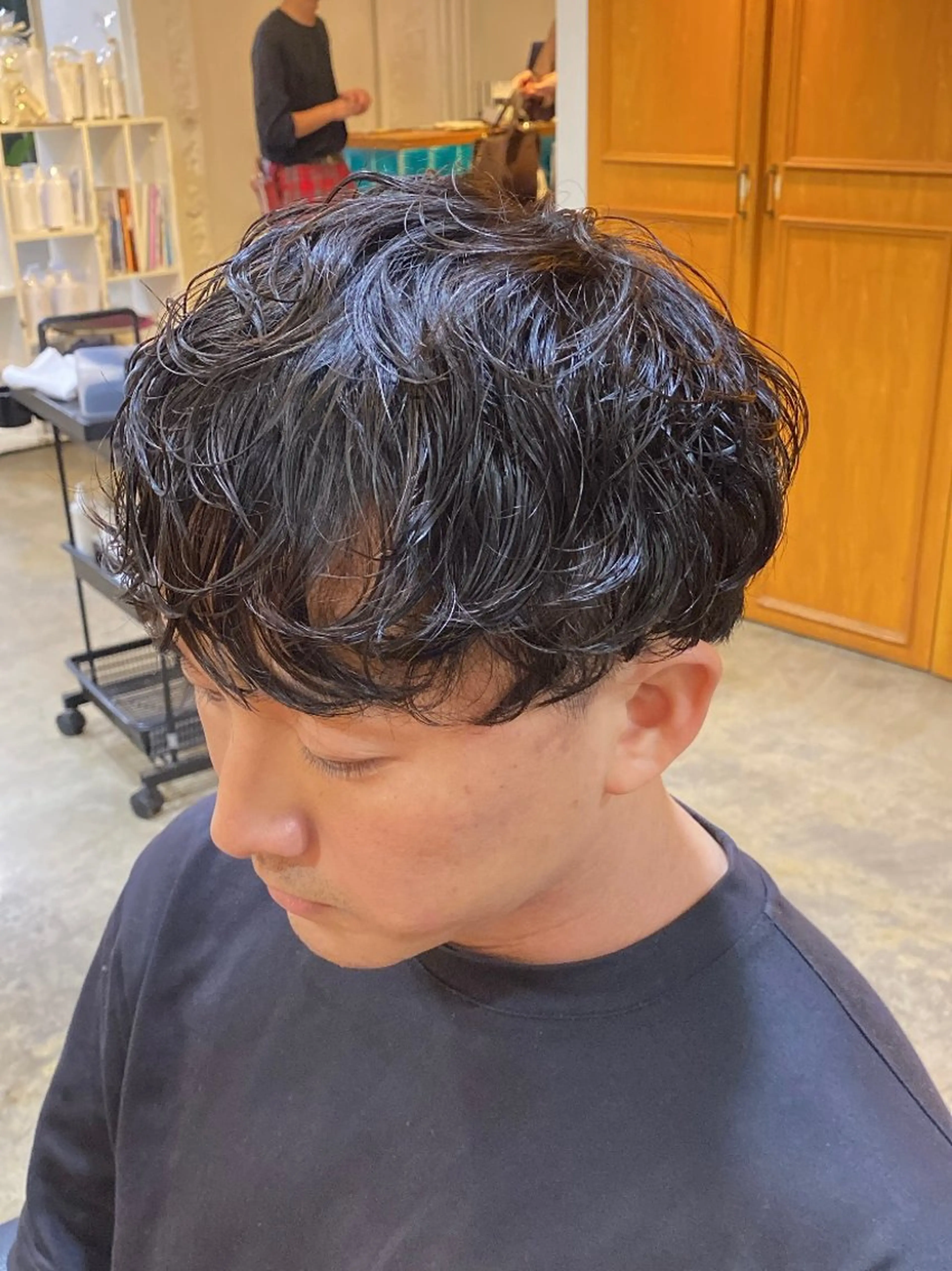 ミディアム パーマ メンズ カット パーマ トリートメント レイヤーボブ/ 艶カラー/サナ🌼のヘアスタイル