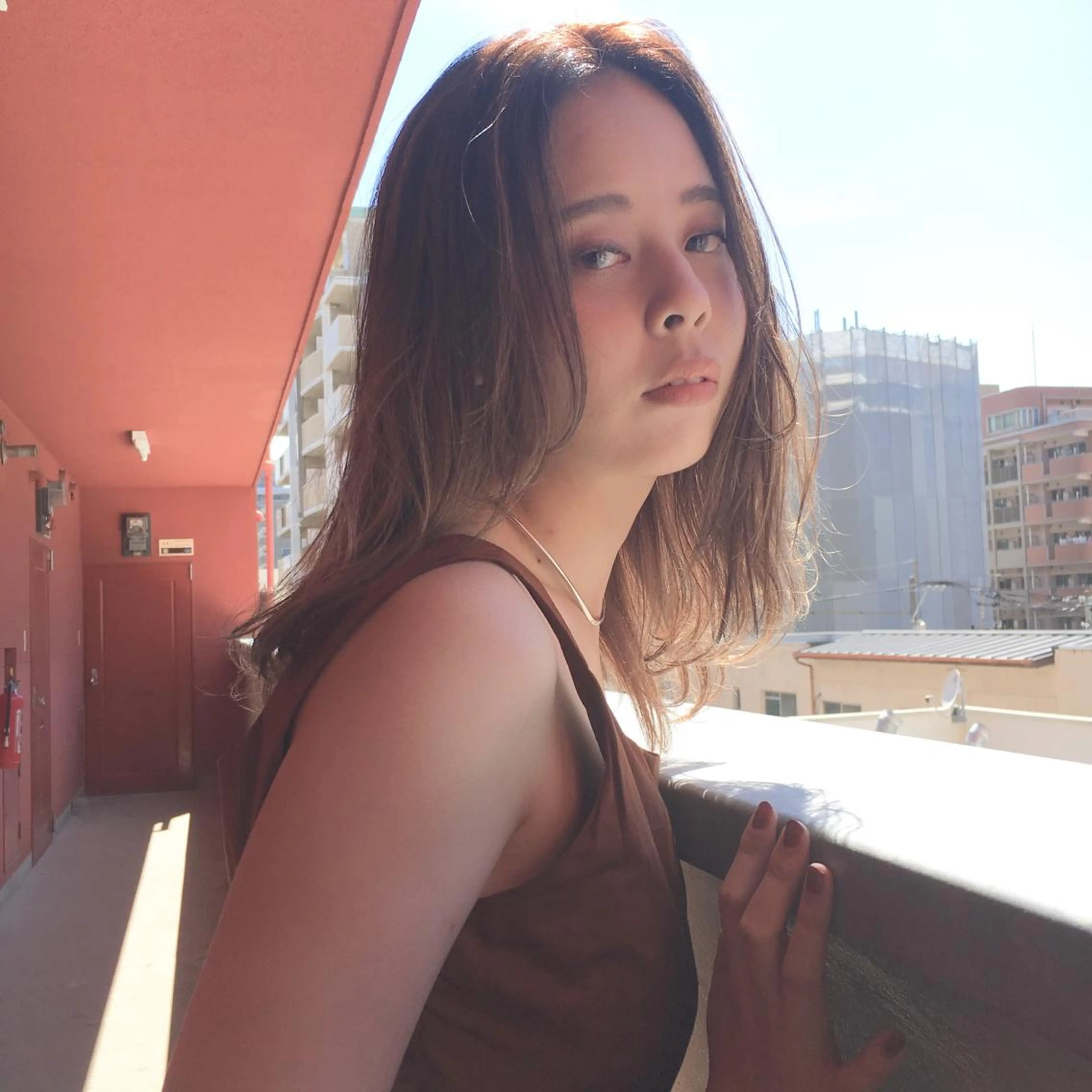 ミディアム カラー ダブルカラー グレージュ 上川 美幸のヘアスタイル