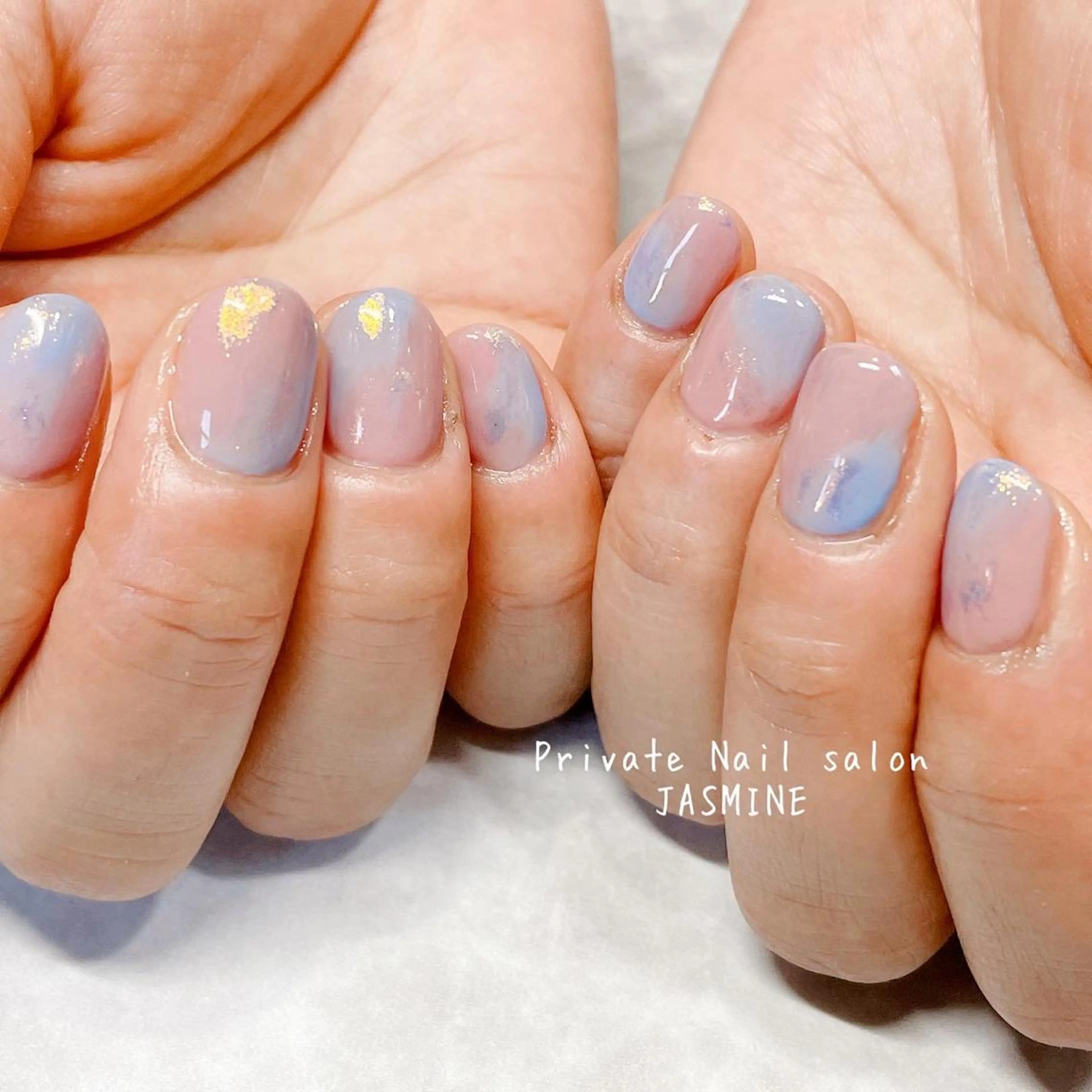 ネイル ブルー グラデーション キラキラネイル ピンク Nail salon JASMINEのネイルデザイン