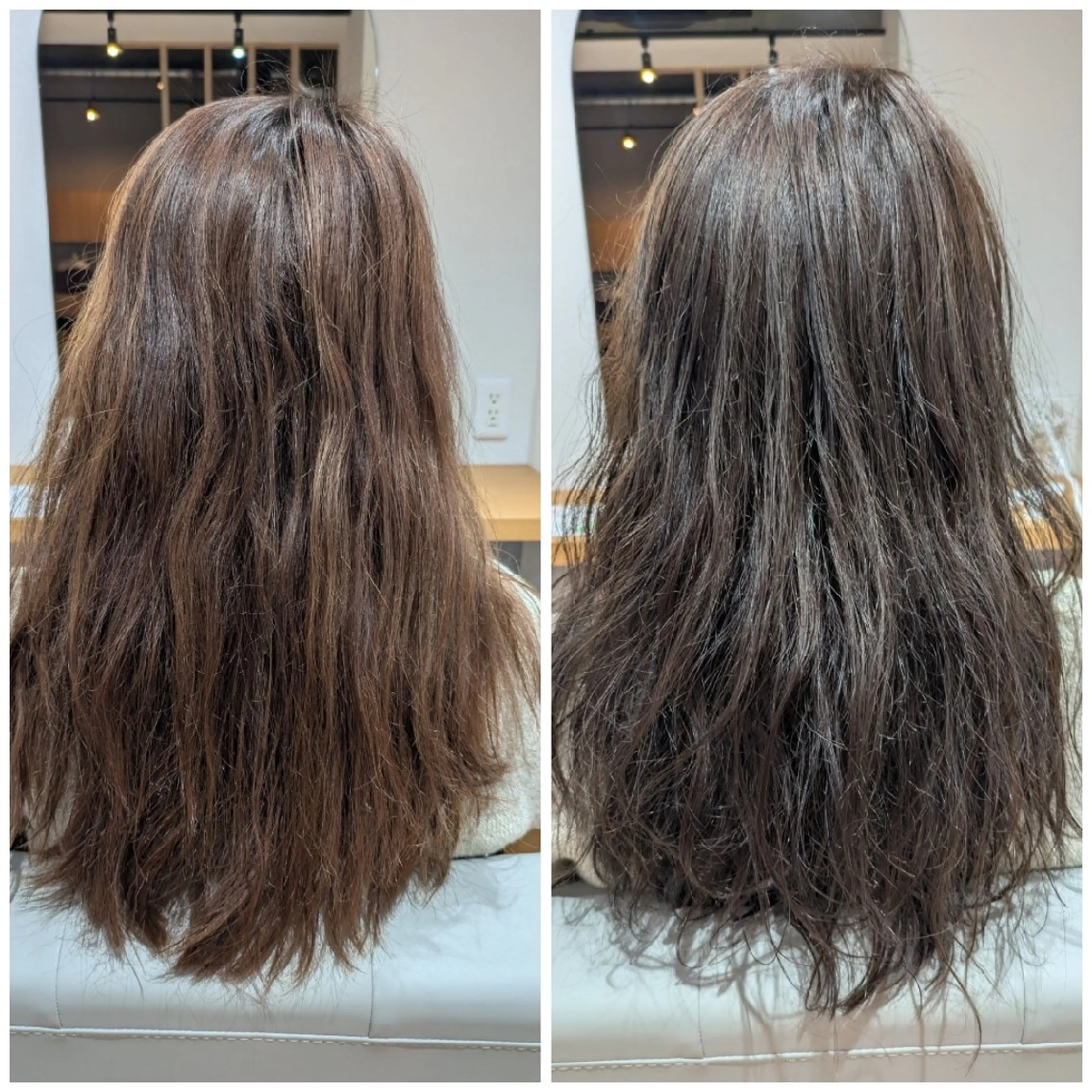 セミロング セミロングパーマ アッシュ ケアカラー 辻花 さおりのヘアスタイル