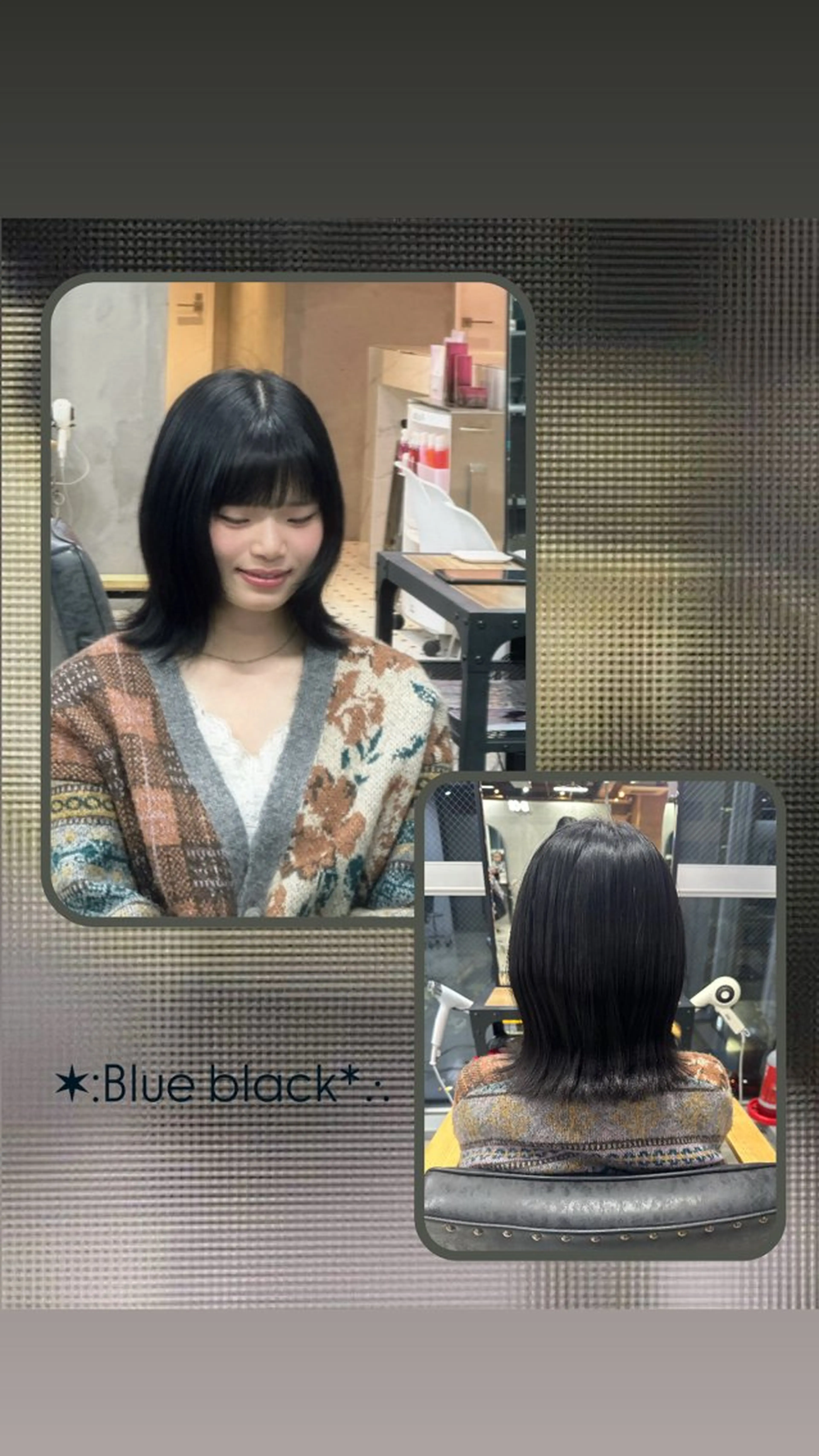 カラー 黒髪 ブルーカラー ブルーブラック 透明感カラー ヘアカラー 🐈‍⬛ 桐弓🐾⭐︎のヘアスタイル
