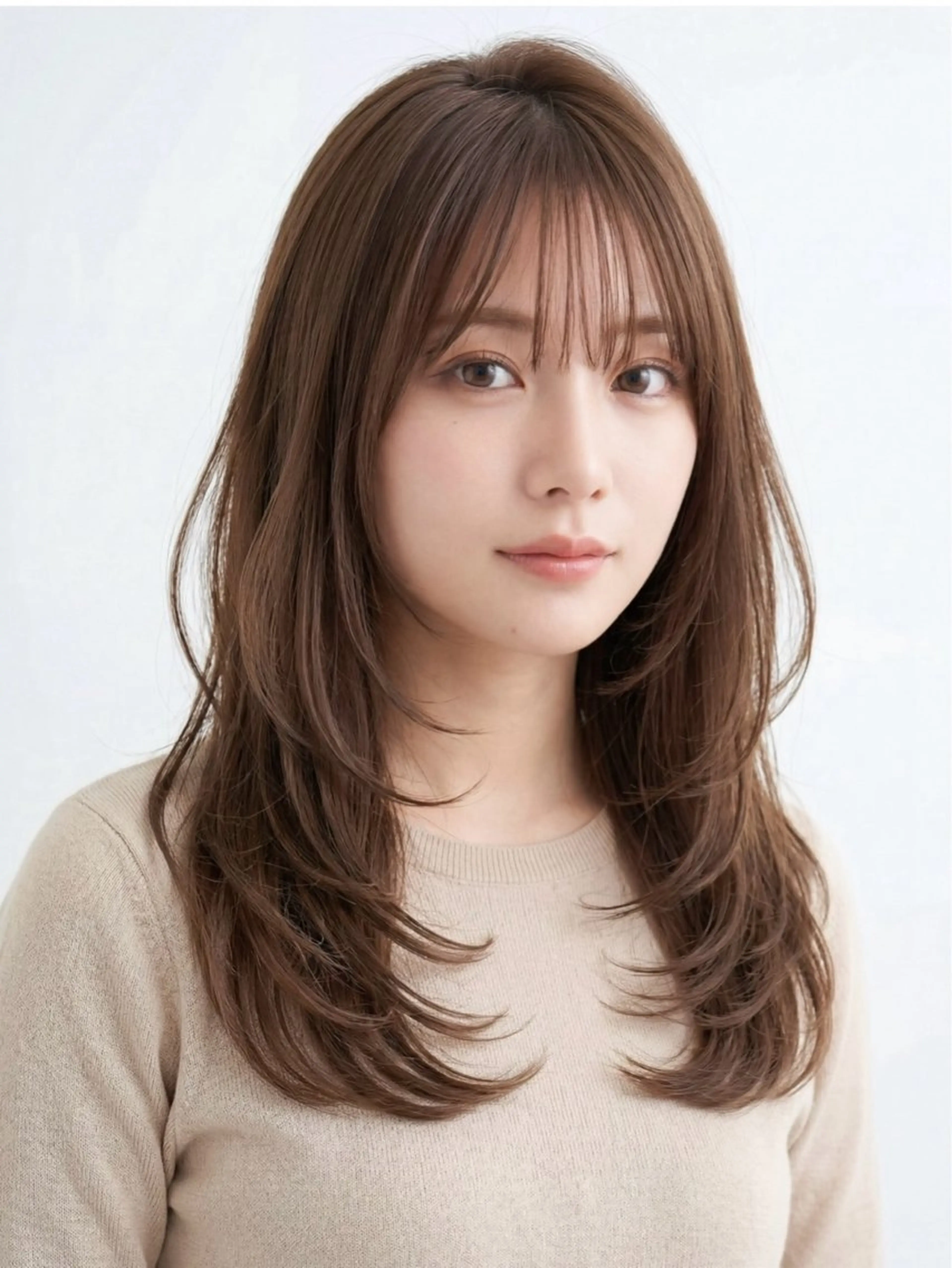 ミディアム カラー ベージュカラー オリーブベージュ カット ヘアカラー トリートメント 大人レイヤー×艶髪 小久保 春暁のヘアスタイル